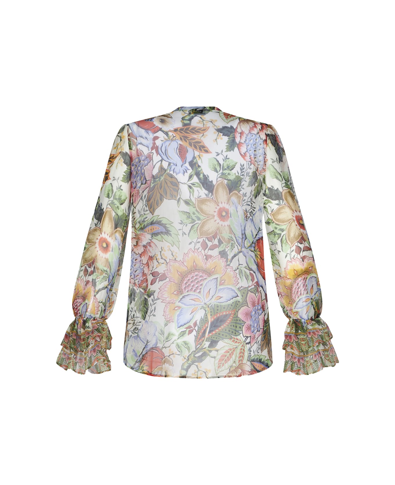 Etro Printed Silk Shirt With Ruffles - Multicolour
