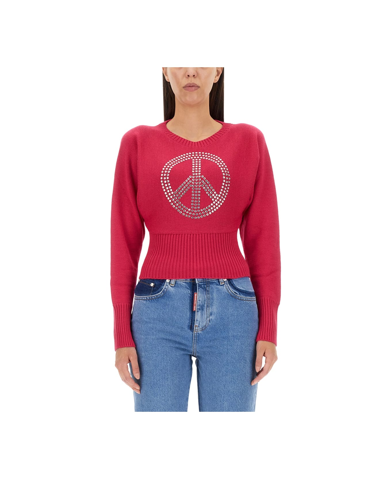 M05CH1N0 Jeans Peace Symbol Jersey - FUCHSIA