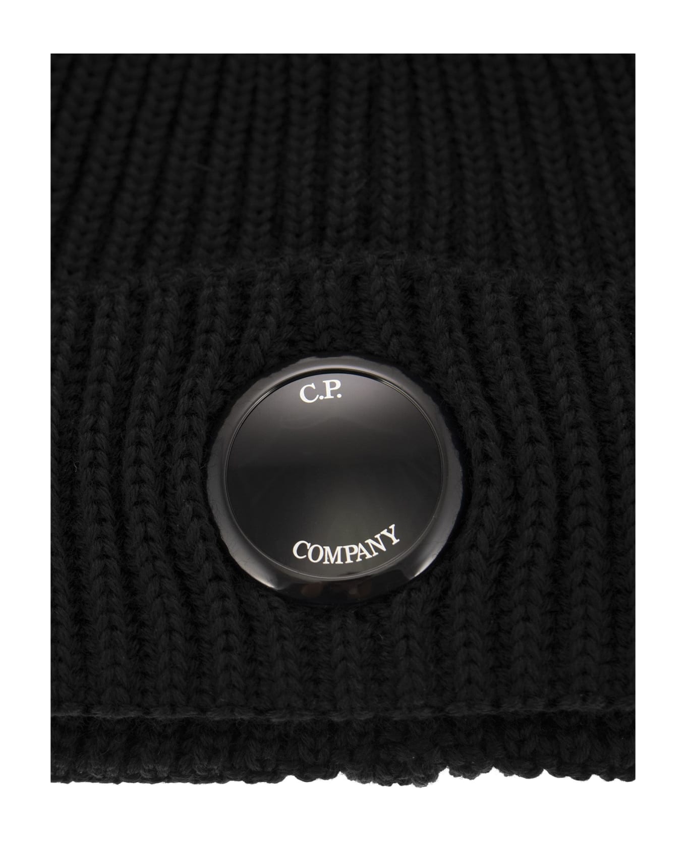 C.P. Company Logo-plaque Wool Beanie - Black 帽子