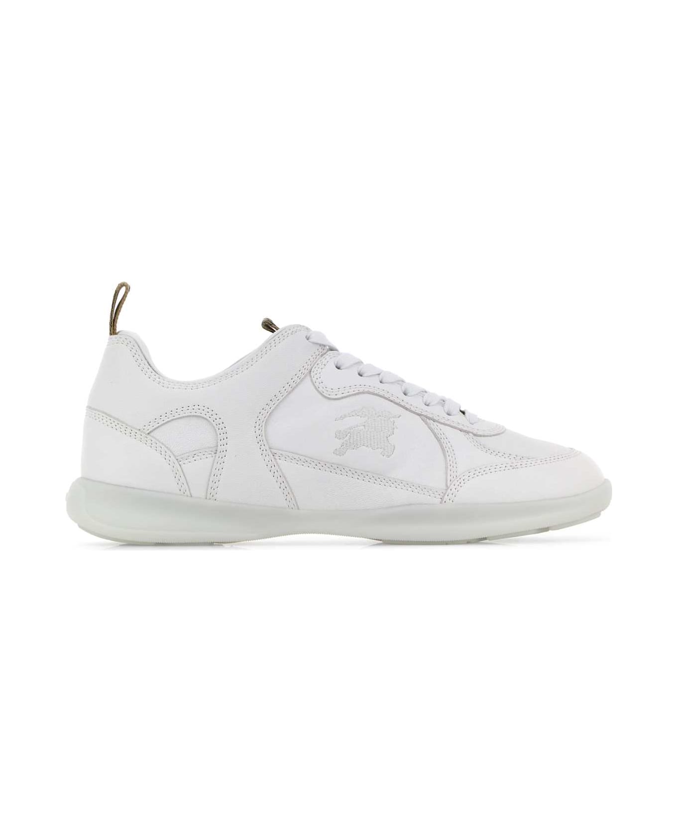 Burberry White Leather Sneakers - OPTICALWHITE