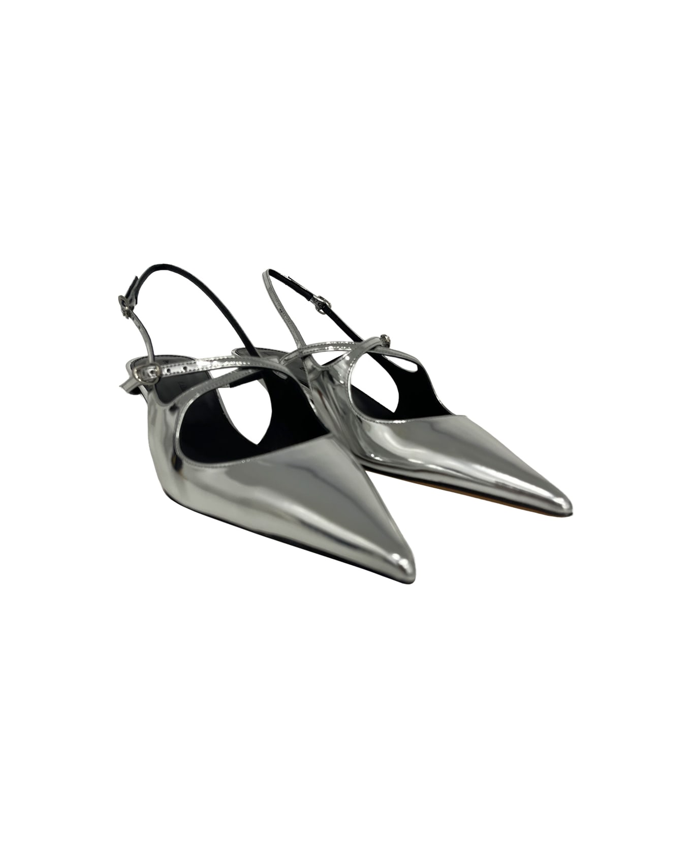 Proenza Schouler Slash Crossover Slingback Pump - Silver