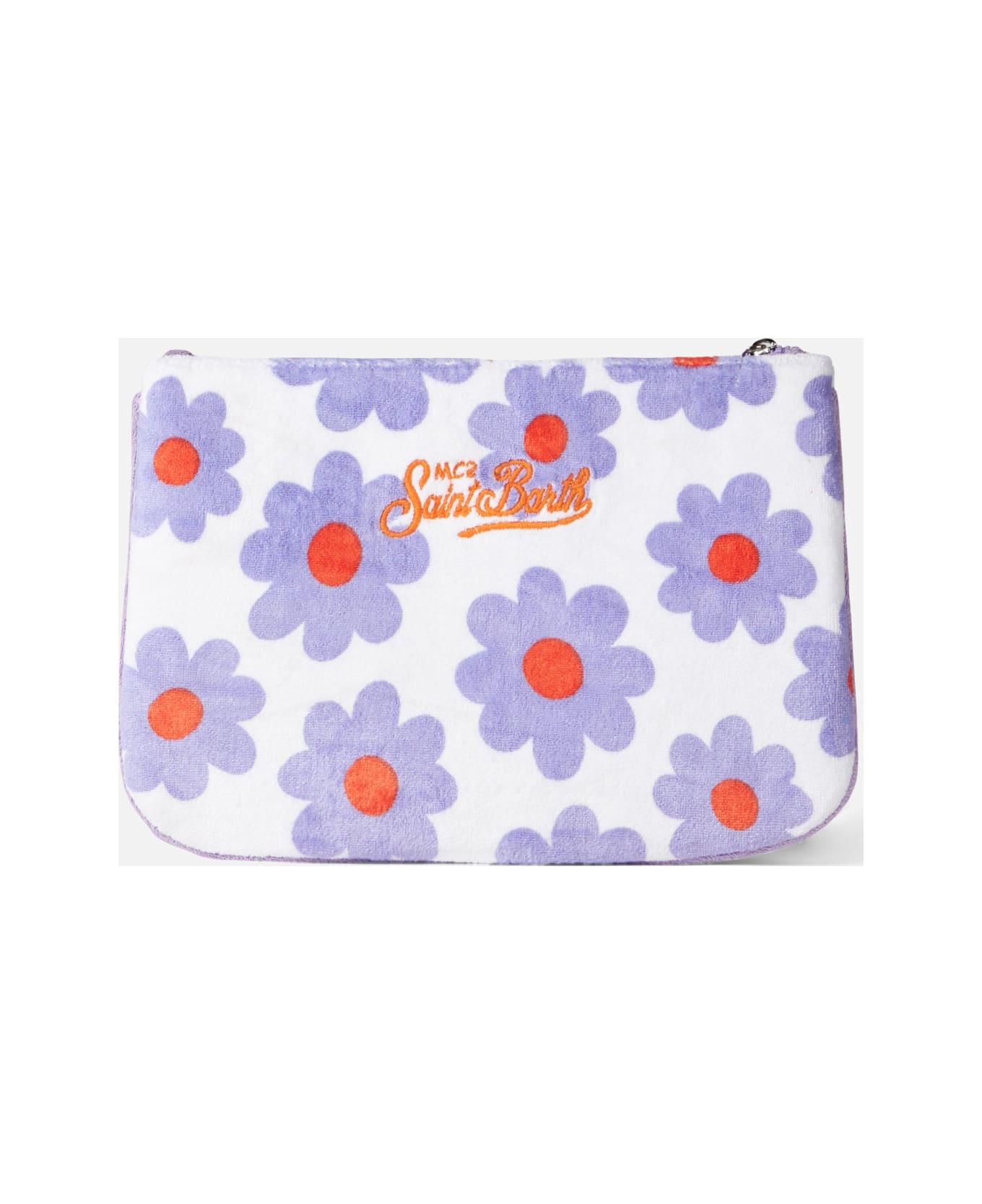 MC2 Saint Barth Parisienne Terry Pouch Bag With Violet And Orange Daisy Print - PINK クラッチバッグ