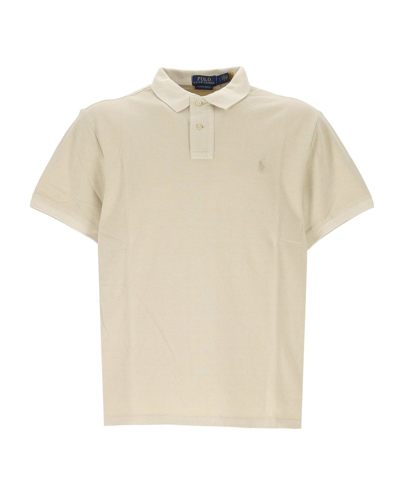 Polo Ralph Lauren Custom Slim Mineral-dyed Buttoned Polo Shirt - Natural