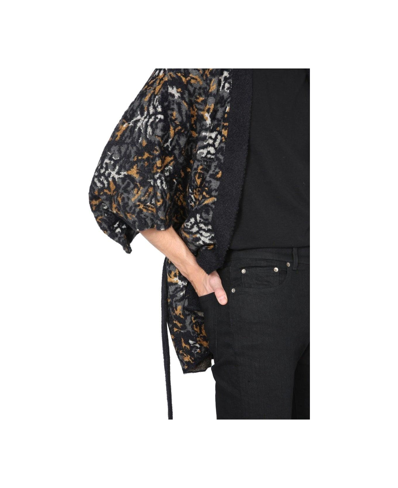 Saint Laurent V-neck Tied Short-sleeved Cardigan - ANIMALIER