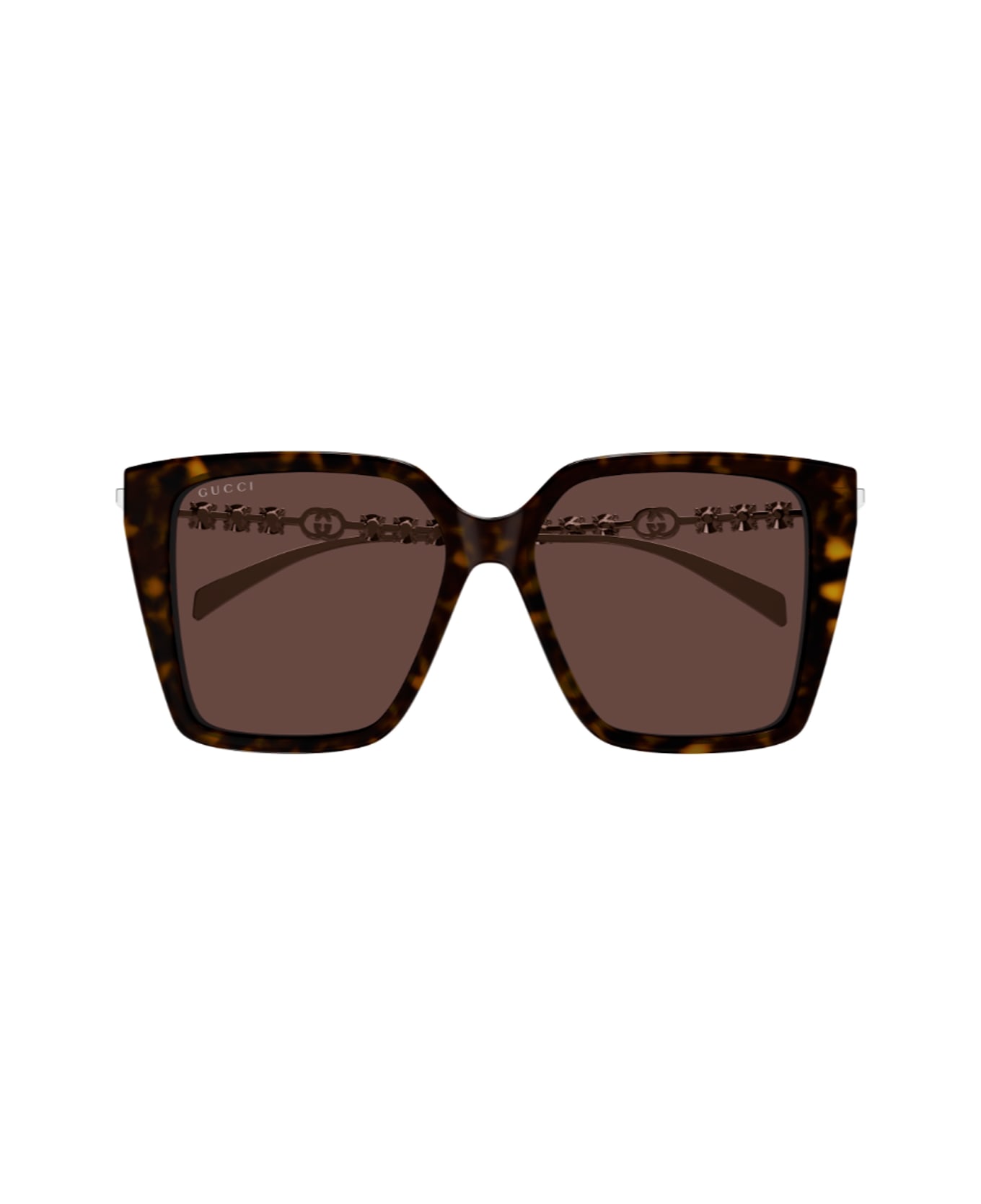 Gucci Eyewear Gucci Gg1967s Linea Emblem 003 Havana Silver Brown Sunglasses - Havana