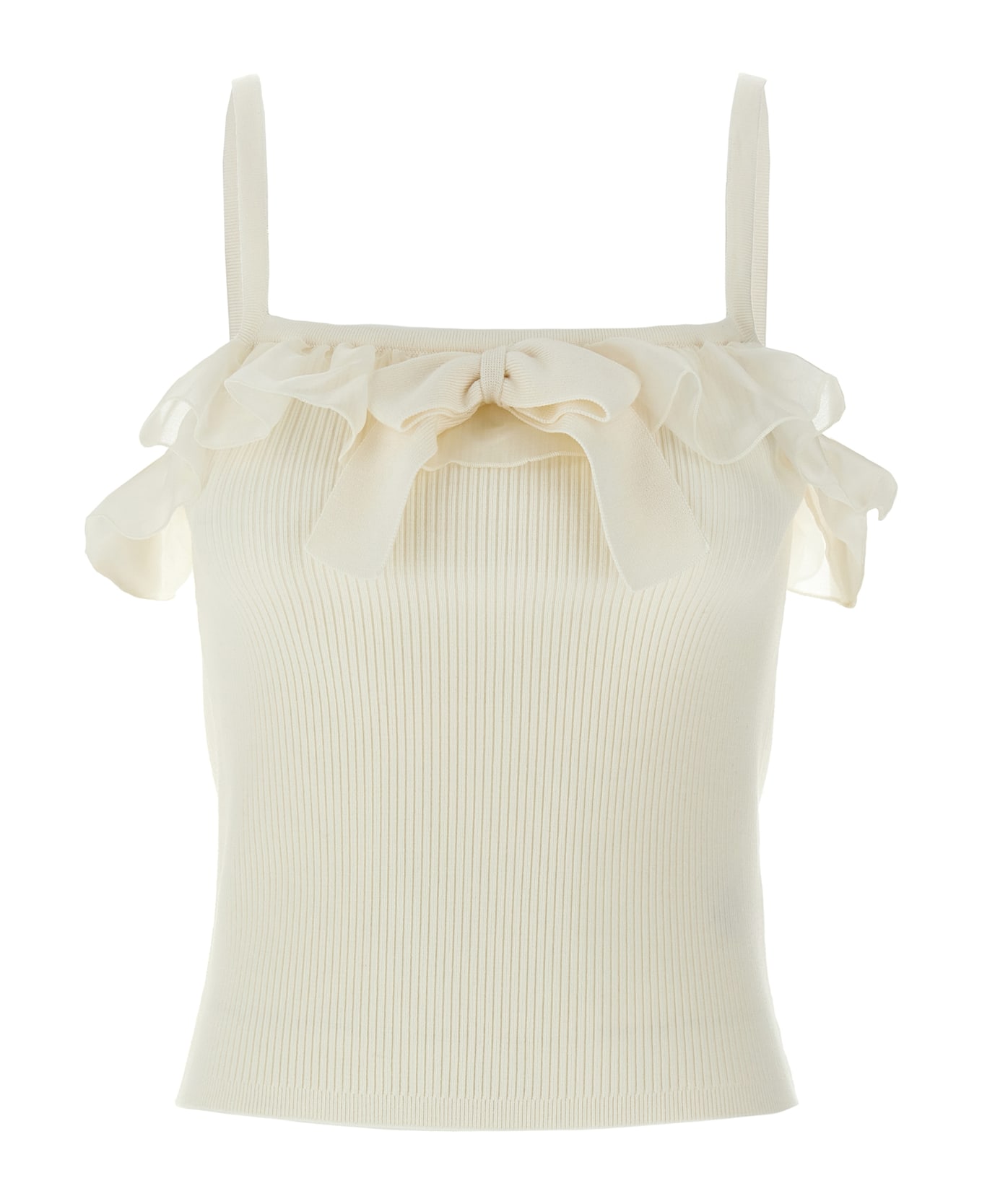 Alessandra Rich Ruffle Top - White