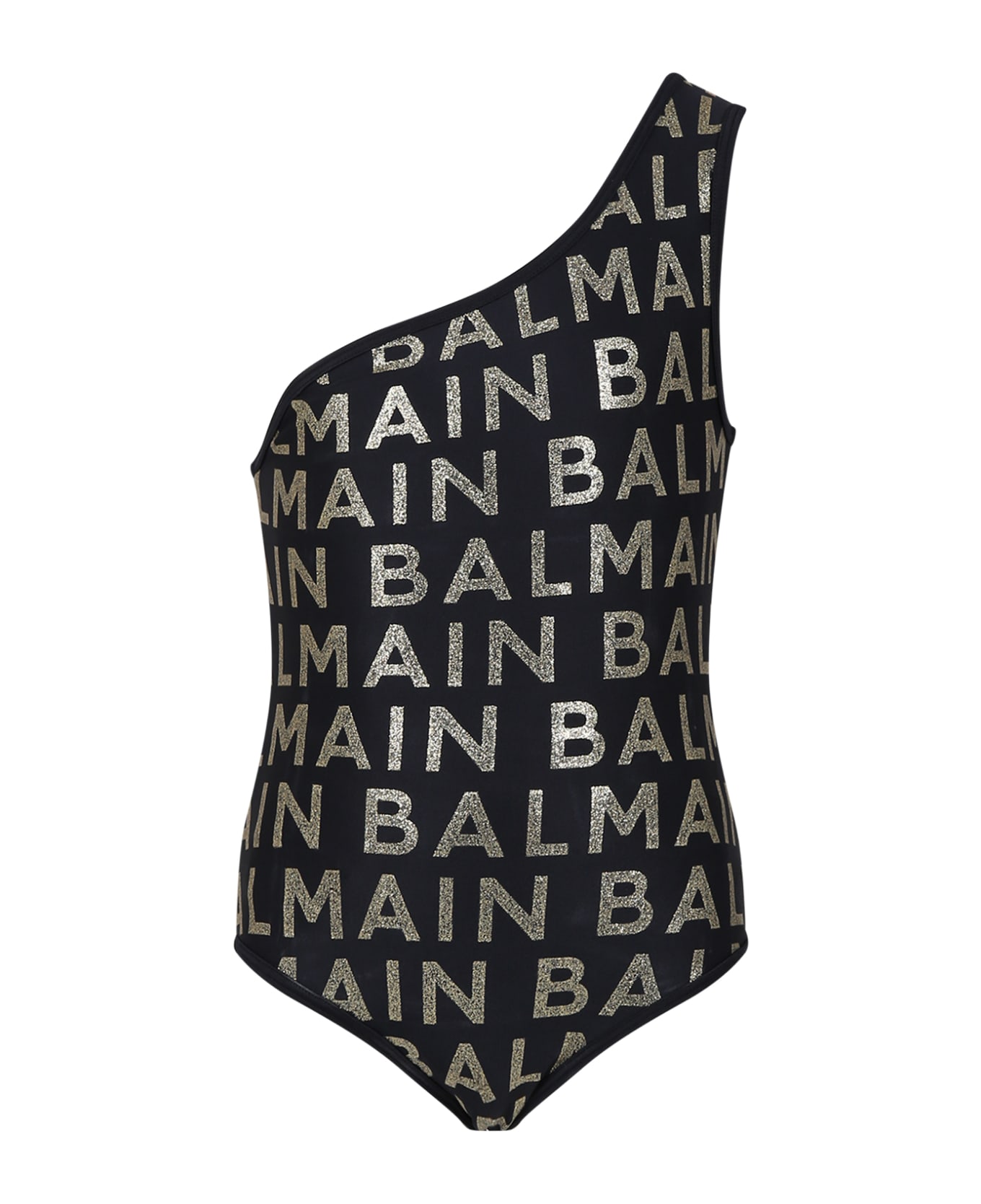 Balmain Black Swimsuit For Girl With Logo - Black