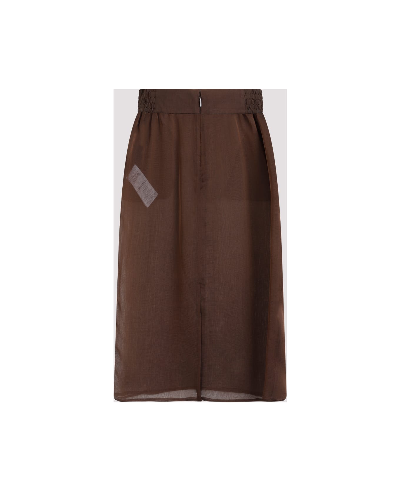 Saint Laurent Silk Midi Skirt - Marron