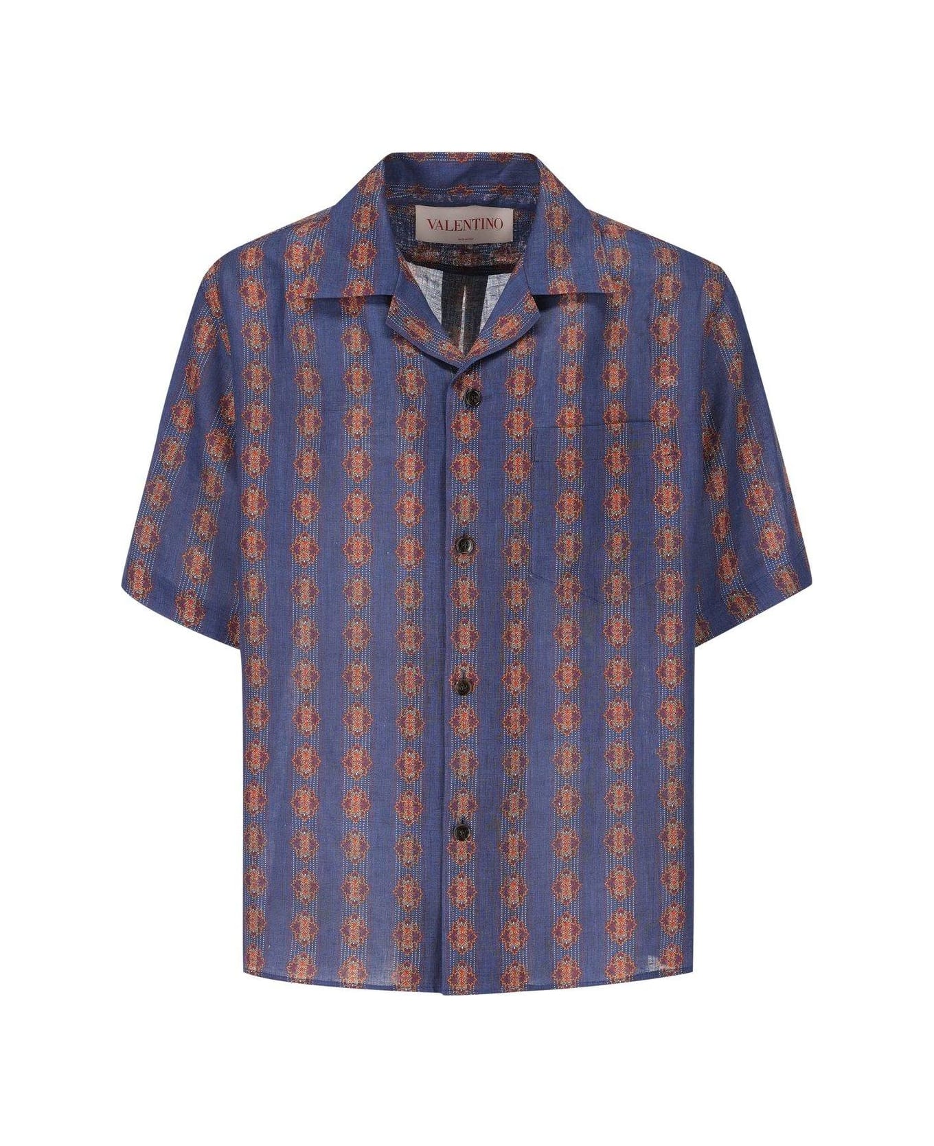 Valentino Garavani All-over Patterned Button-up Shirt - BLU,Orange