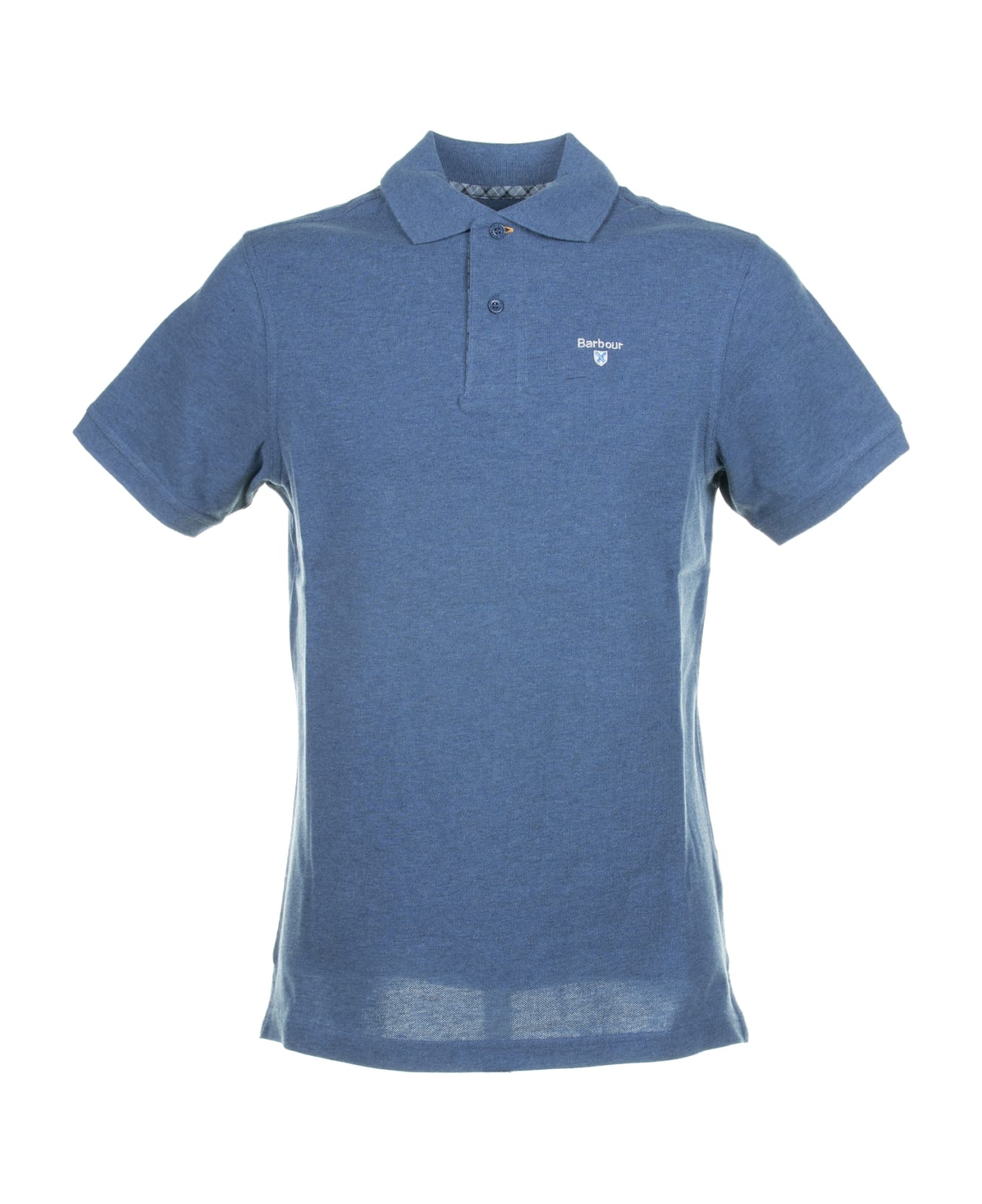 Barbour Short-sleeved Light Blue Piqué Polo Shirt - DK CHAMBRAY MARL