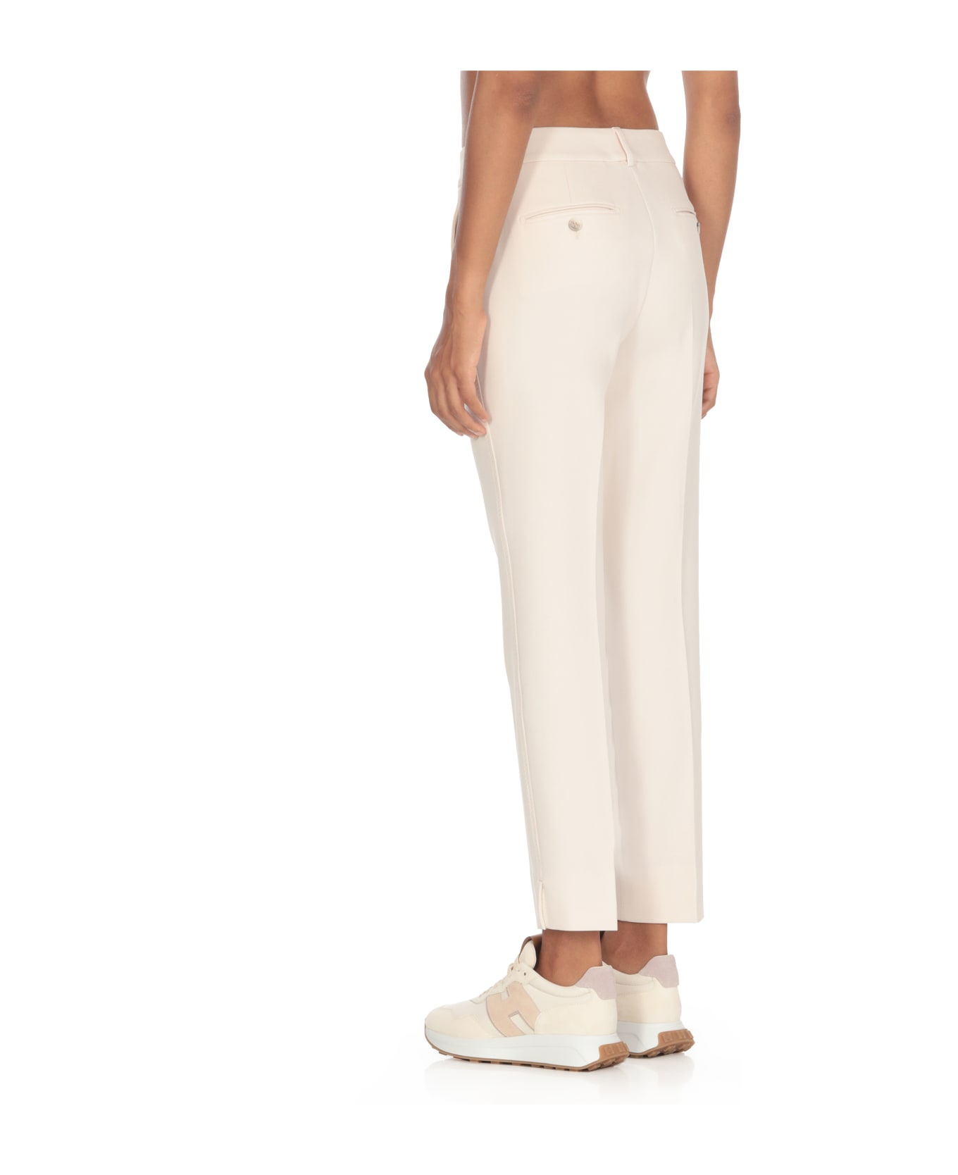 Peserico Pants With Leather Detail - Pink