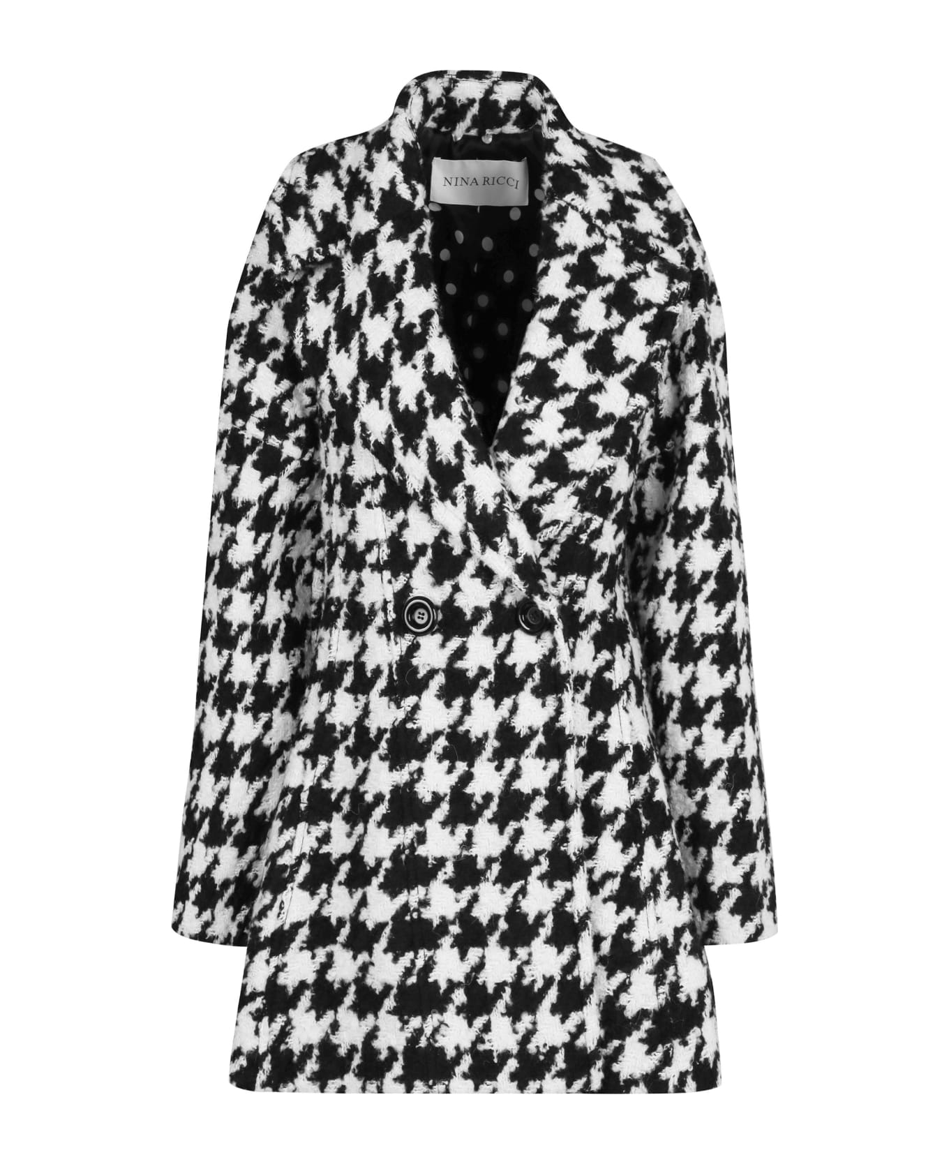 Nina Ricci Houndstooth Coat - White