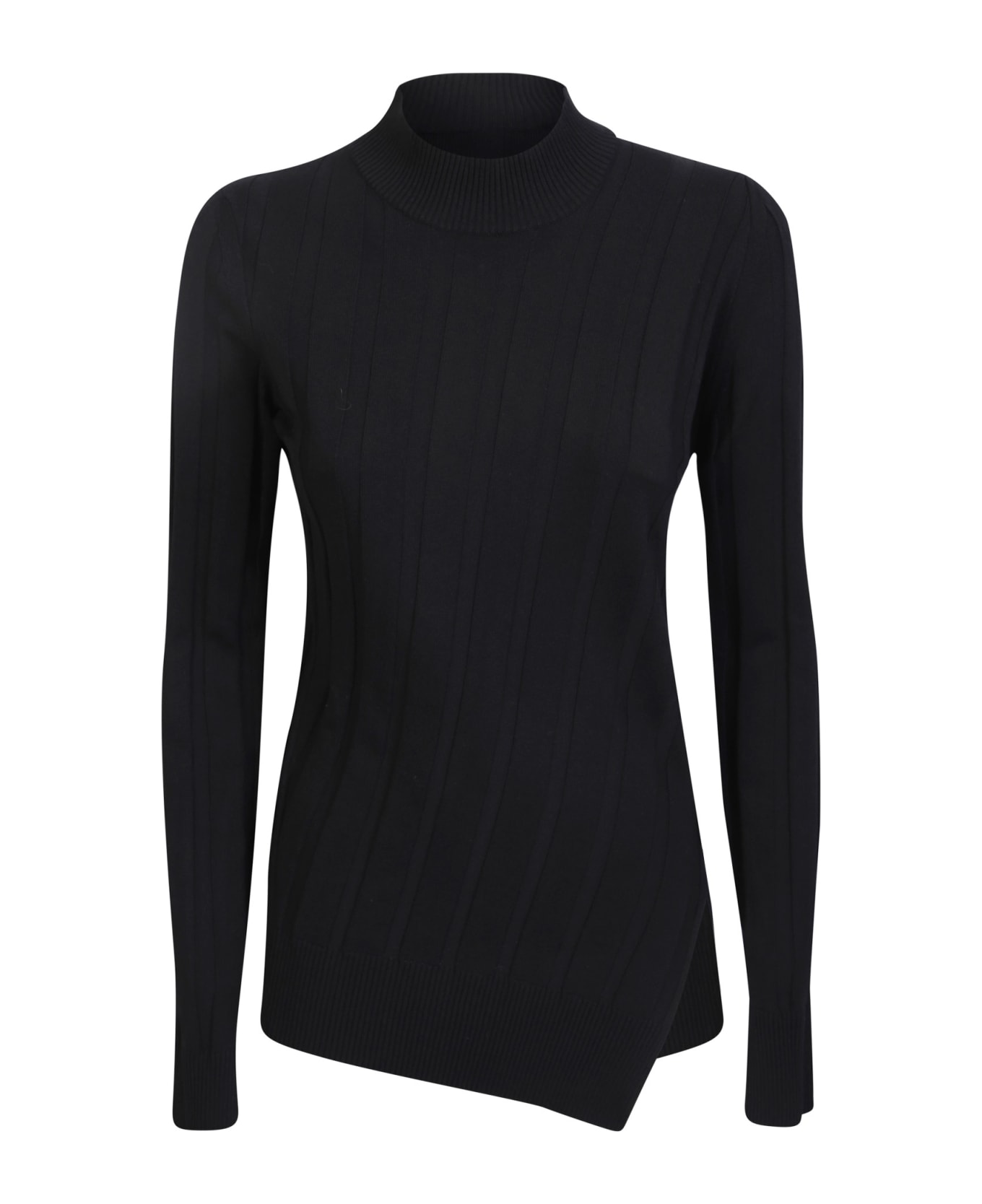 Stella McCartney Asymmetrical Black Ribbed Shirt - Black