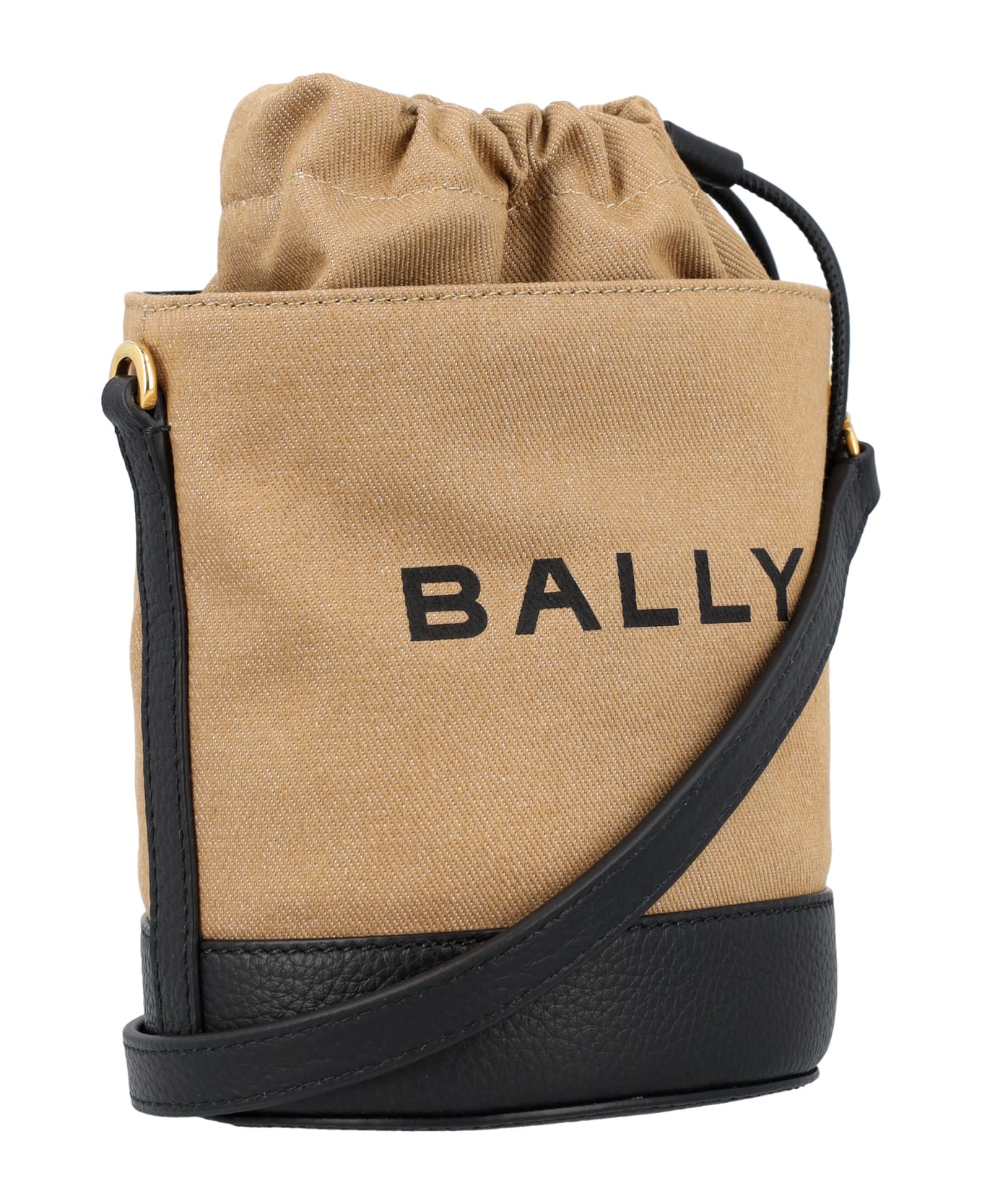 Bally Bar Mini 8 Hours Bucket Bag - SAND/BLACK+ORO