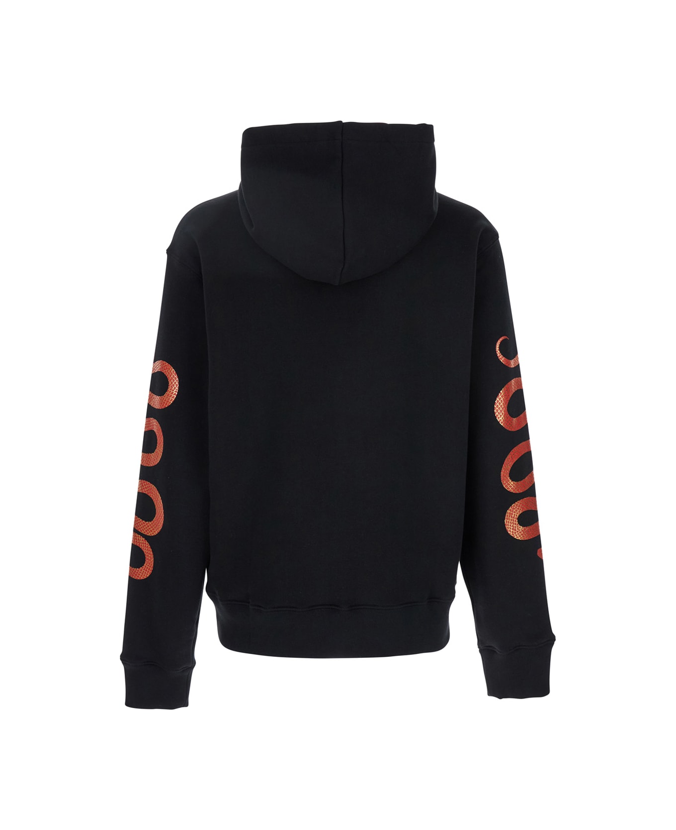 AMIRI Black Hoodie With Maxi Logo Lettering On The Front And Snake Print On The Sleeves In Cotton Man - Black