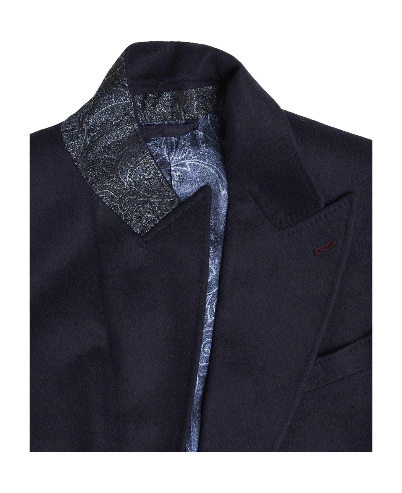 Etro Navy Blue Cashmere Double Breasted Blazer - Blue