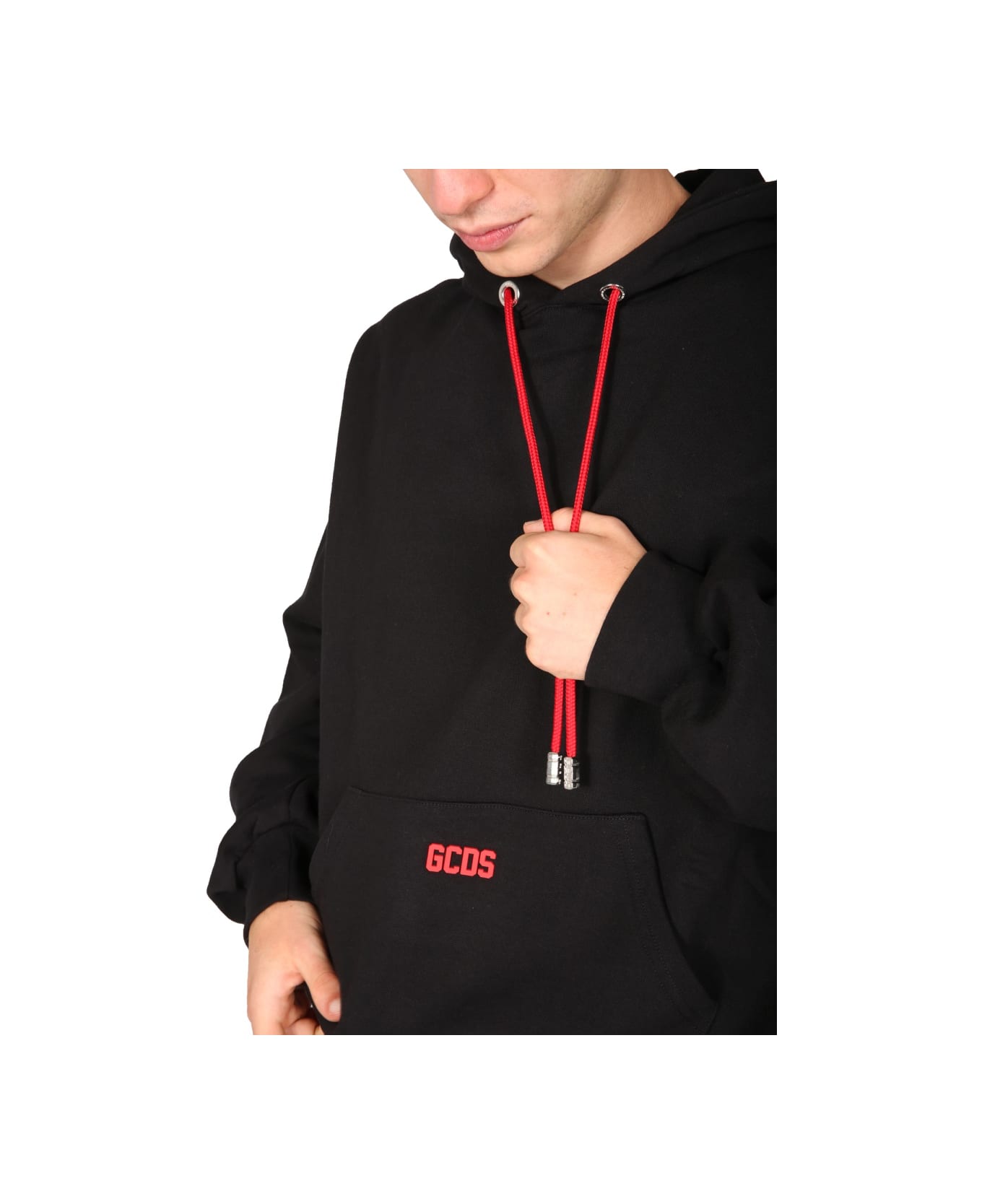 GCDS Sweatshirt With Rubber Logo - BLACK