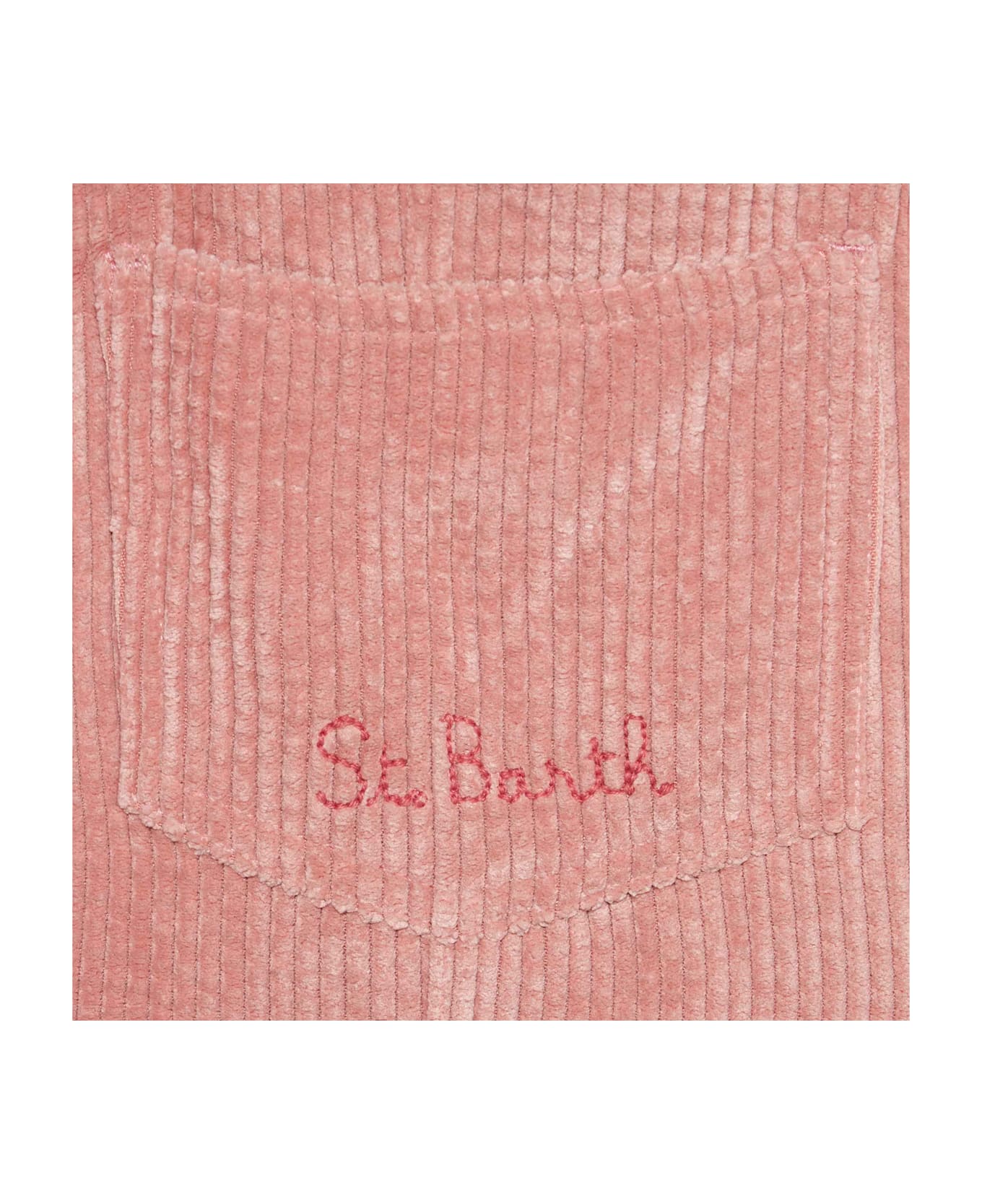 MC2 Saint Barth Girl Pink Corduroy Salopette With St. Barth Embroidery - PINK