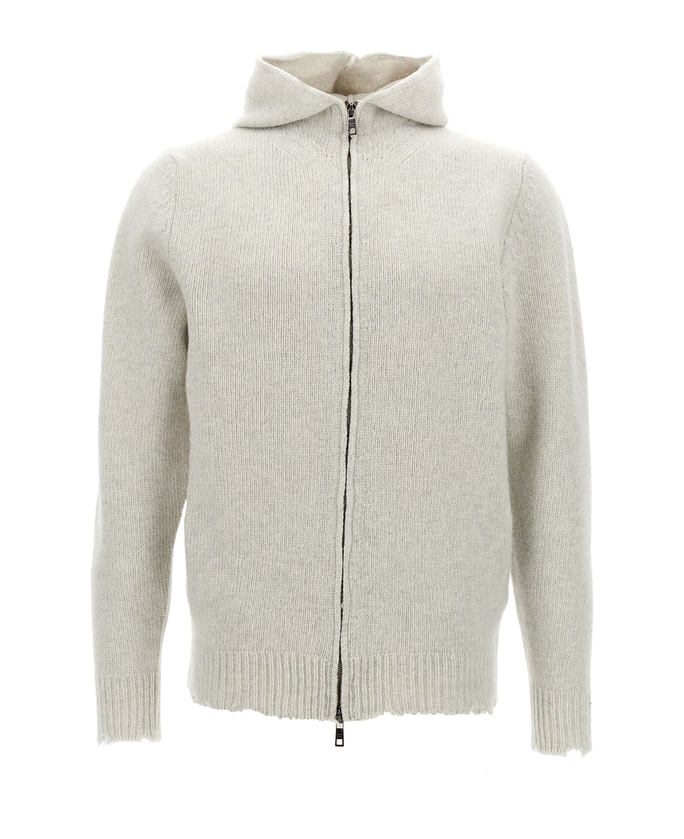 Giorgio Brato Destroyed Hooded Cardigan - White