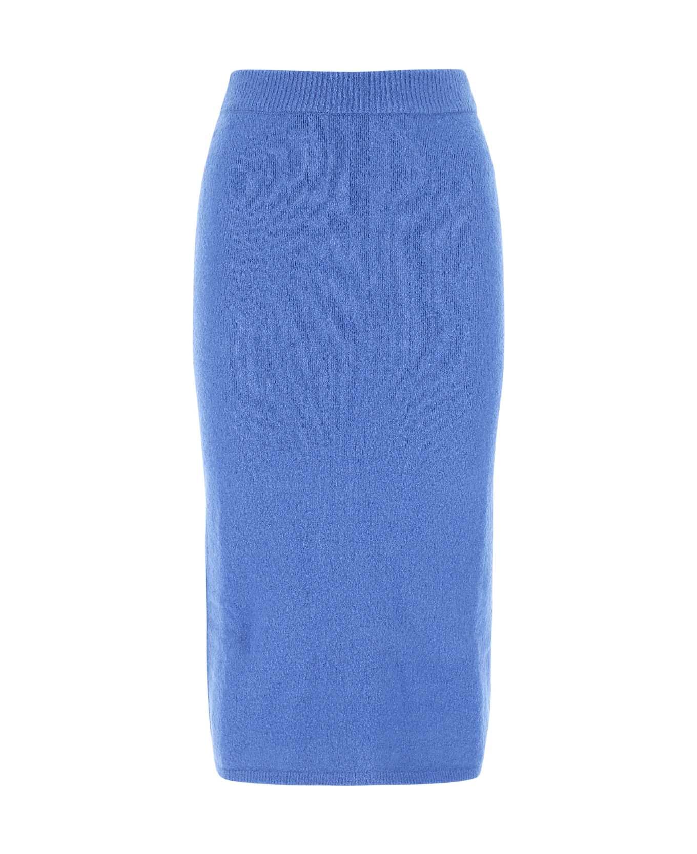 Nanushka Cerulean Blue Stretch Wool Blend Midi Skirt - BLUE スカート