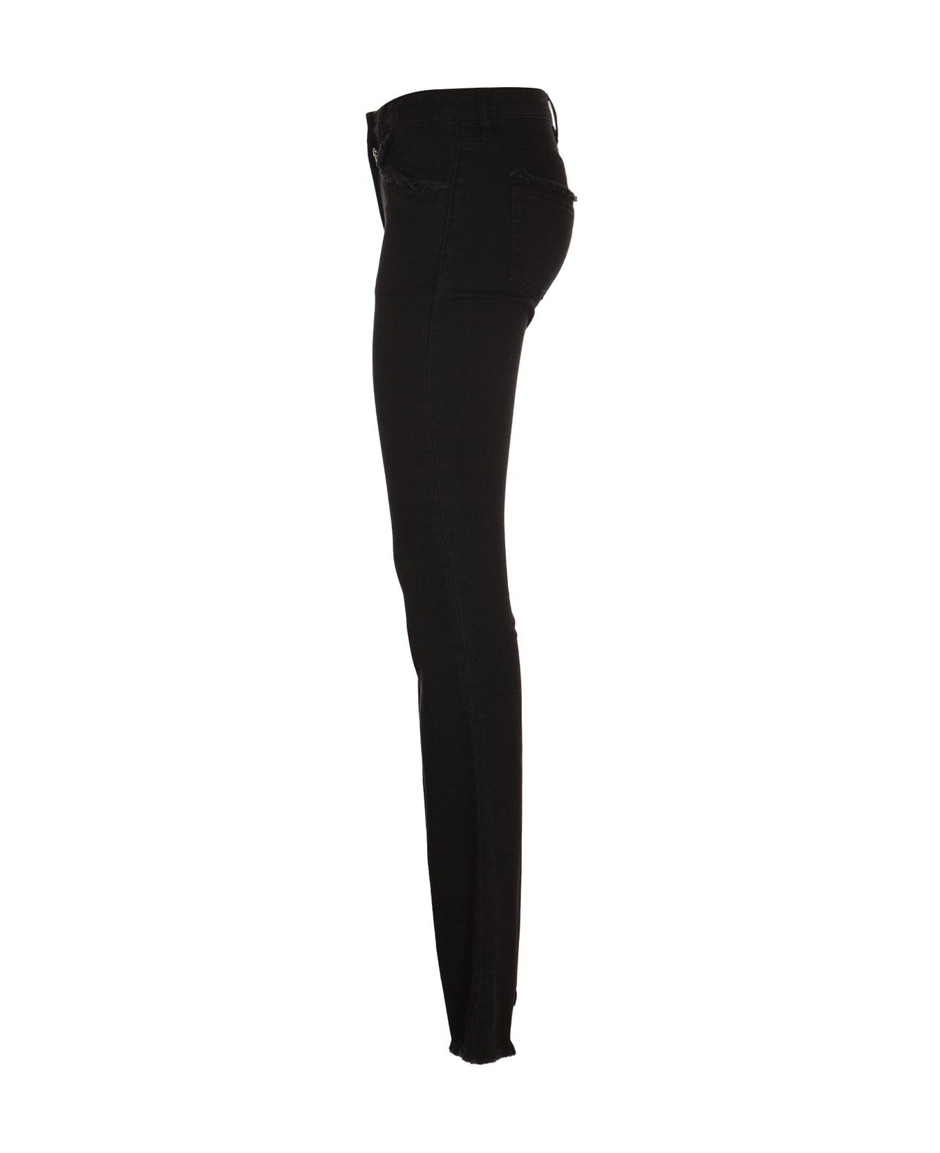 Alberta Ferretti Low Rise Frayed Hem Jeans - Black