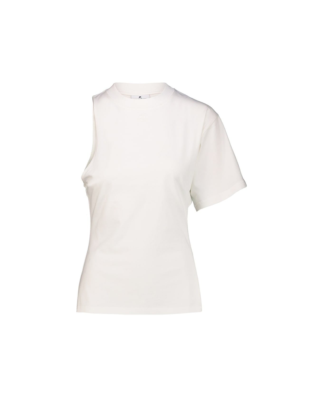 Courrèges One-shoulder T-shirt In Scuba - Heritage White