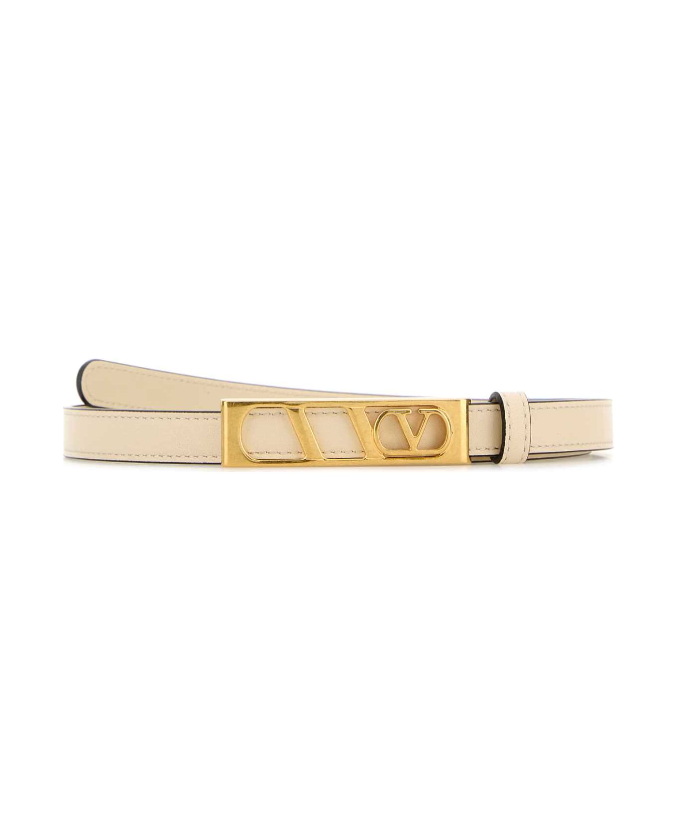 Valentino Garavani Ivory Leather Vlogo Signature Belt - BUTTERWHITE ベルト