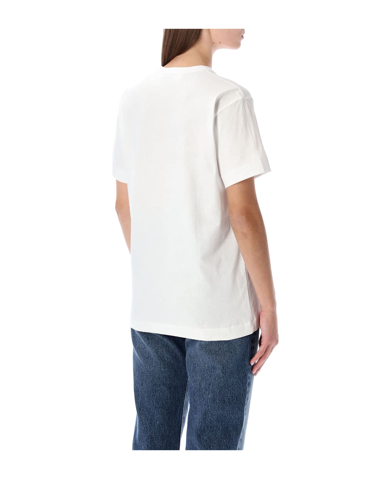 Comme des Garçons Play White T-shirt With Studded Red Heart - WHITE