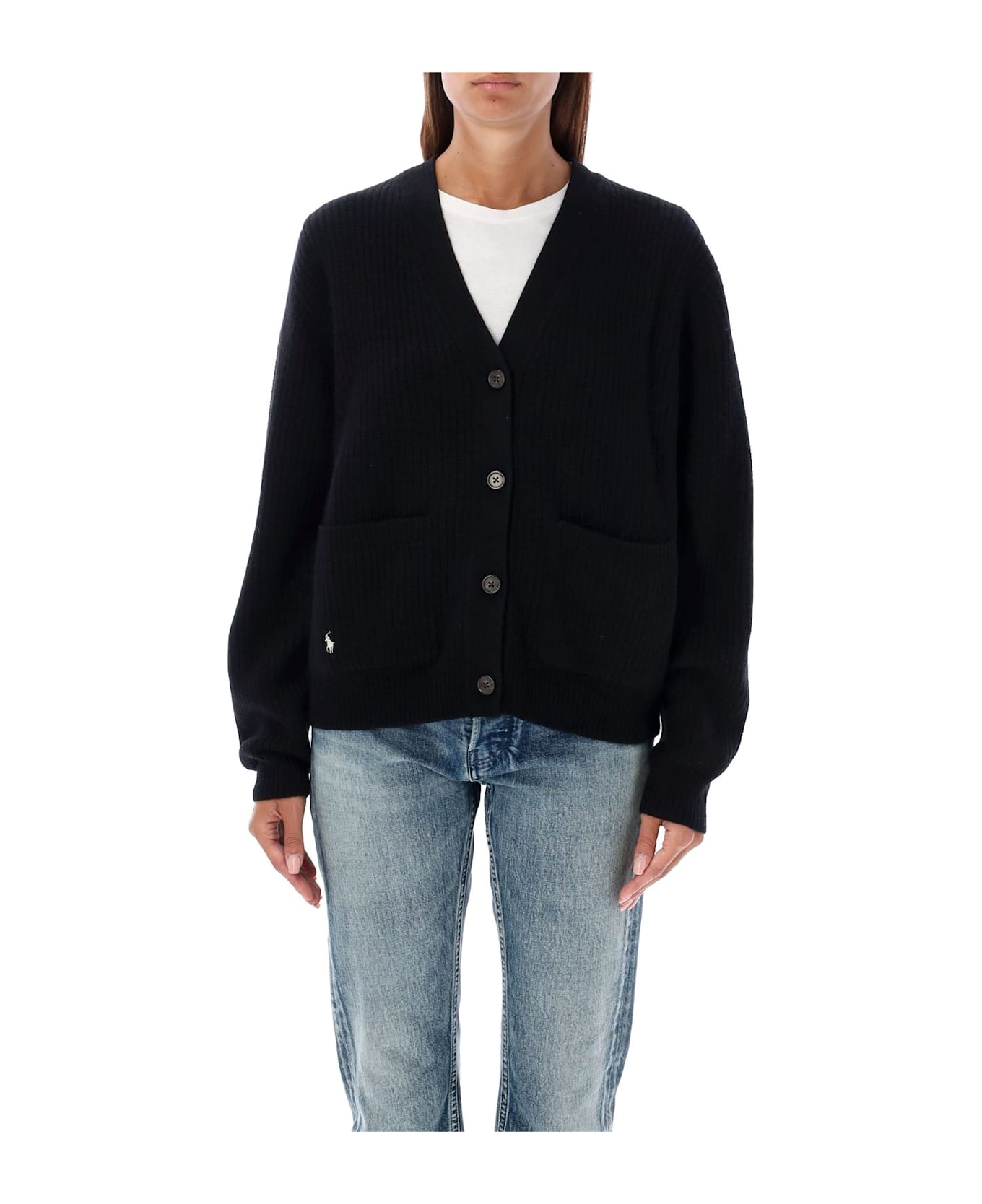 Polo Ralph Lauren V-neck Knitted Cardigan Polo Ralph Lauren - BLACK