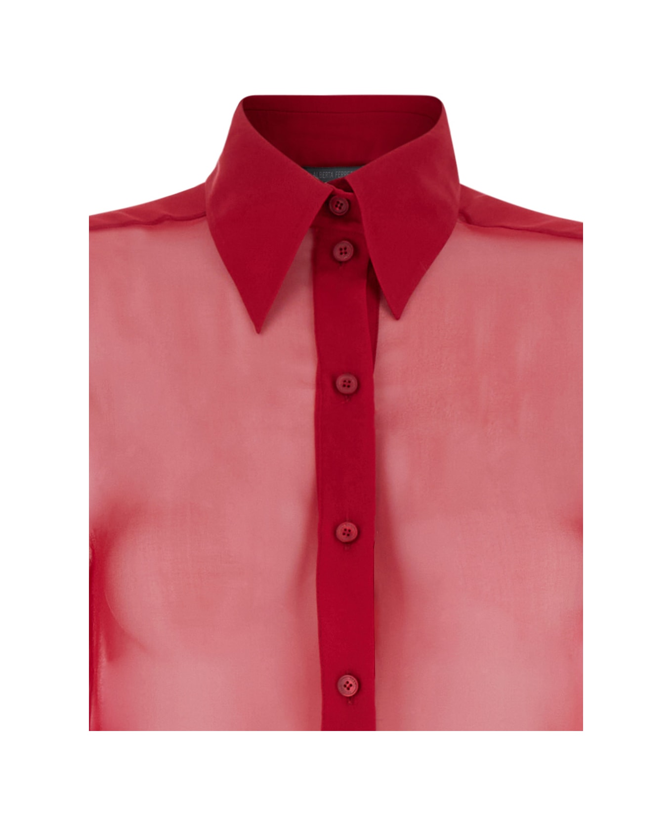 Alberta Ferretti Red Shirt With Pointed Collar In Chiffon Woman - Pink
