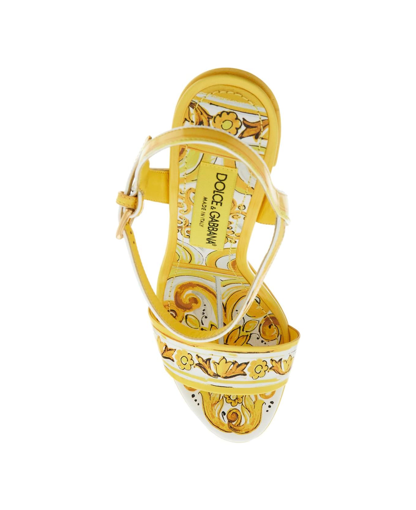 Dolce & Gabbana 'shiny Leather Platform Sandals With Mai - AZULEJOS GIALLO (Yellow)