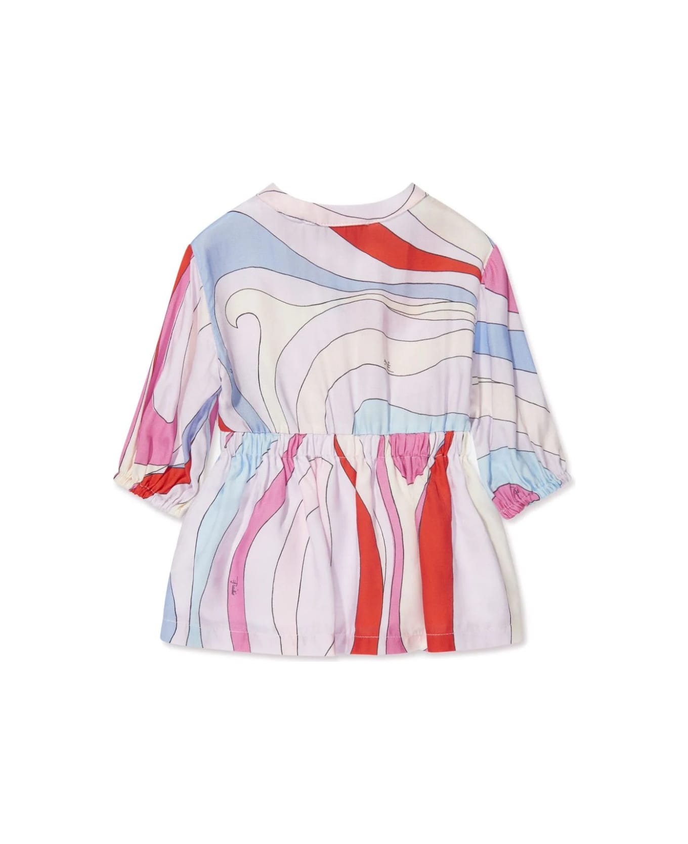 Pucci Shirt Dress With Iride Print In Light Blue/multicolour - Blue