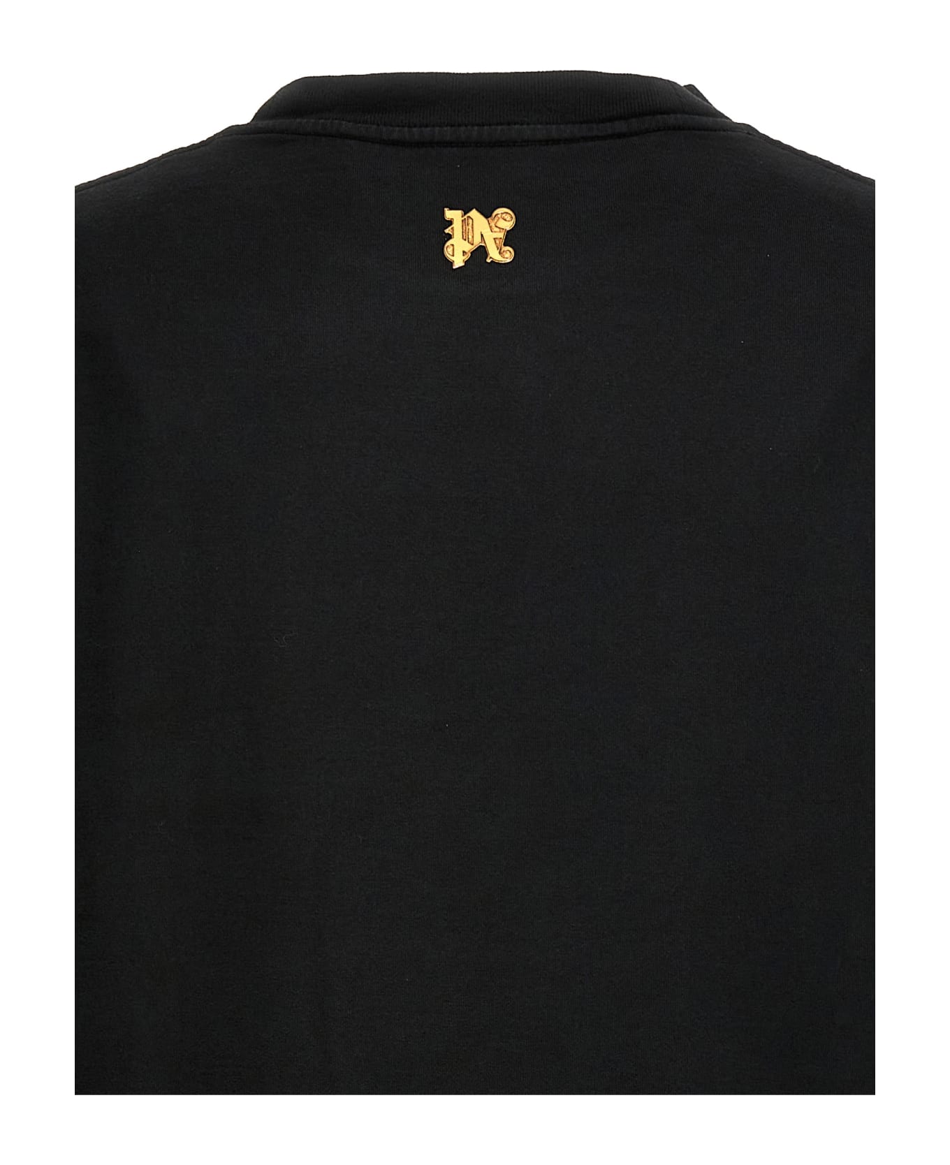 Palm Angels T-shirt With Burining Monogram On The Front - Black gold