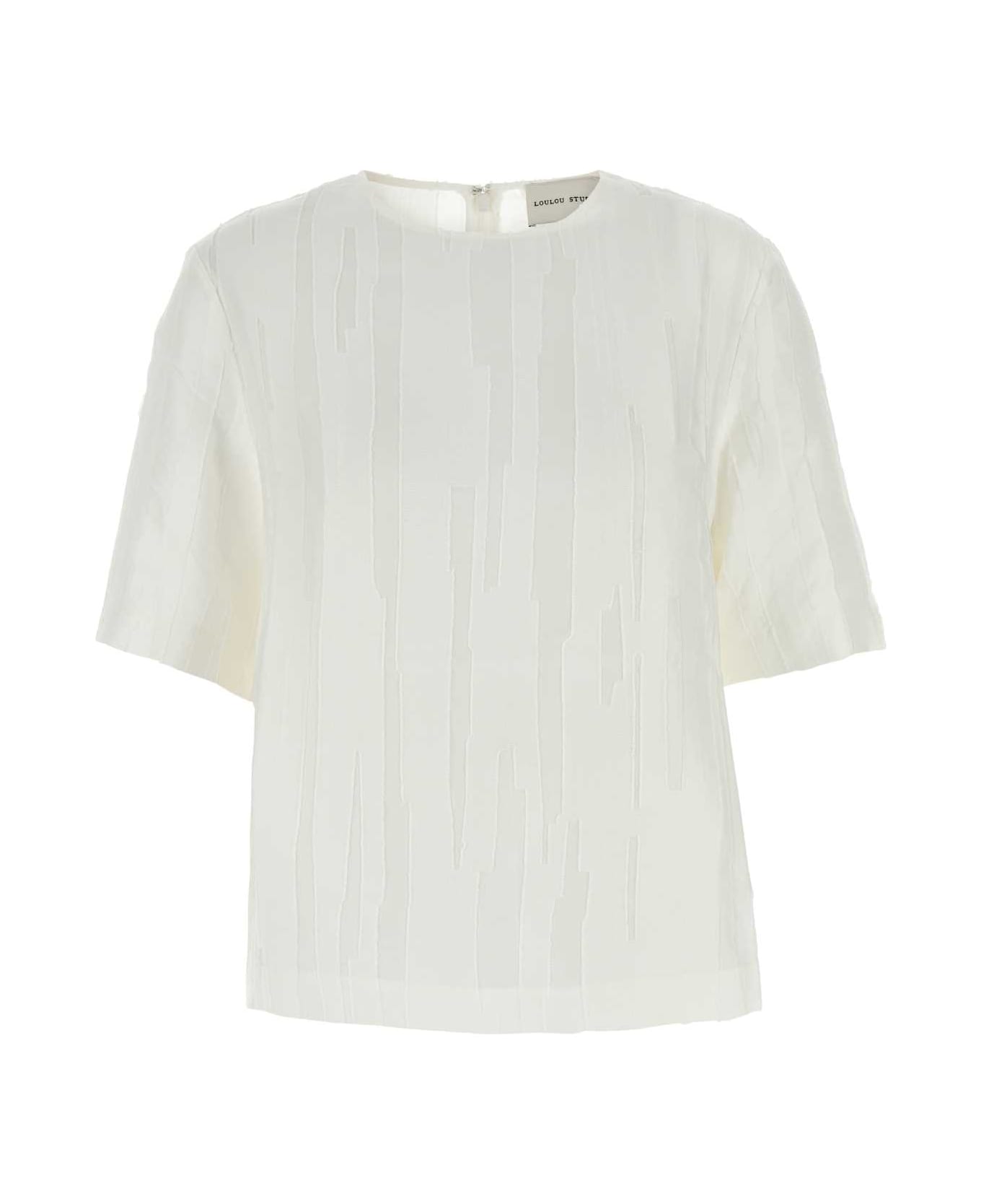 Loulou Studio White Silk Blend Toba T-shirt - White