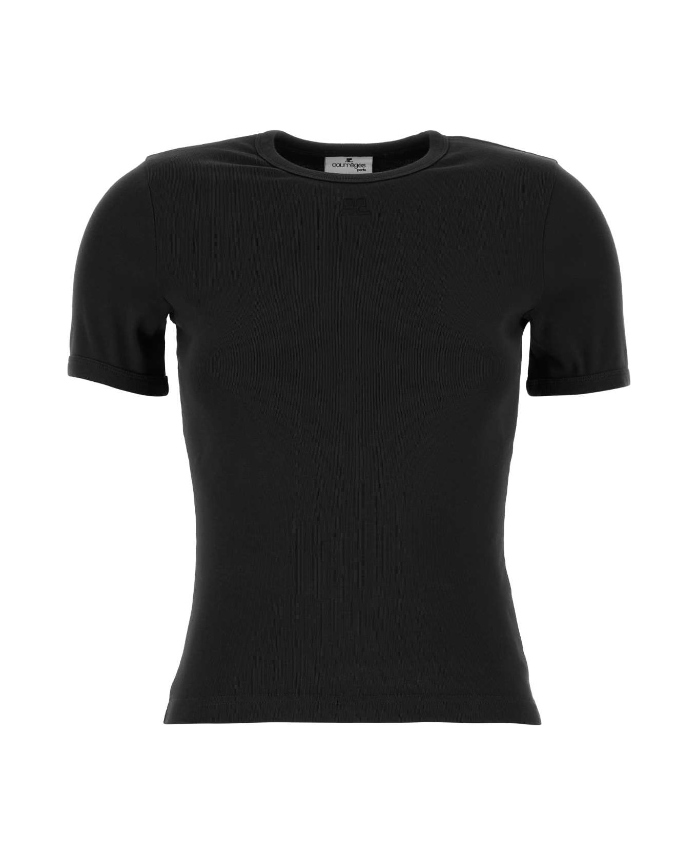 Courrèges Black Cotton T-shirt - Black