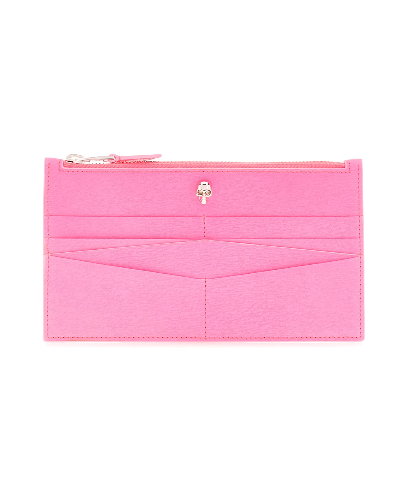 Alexander McQueen Fluo Pink Leather Skull Wallet - 5705