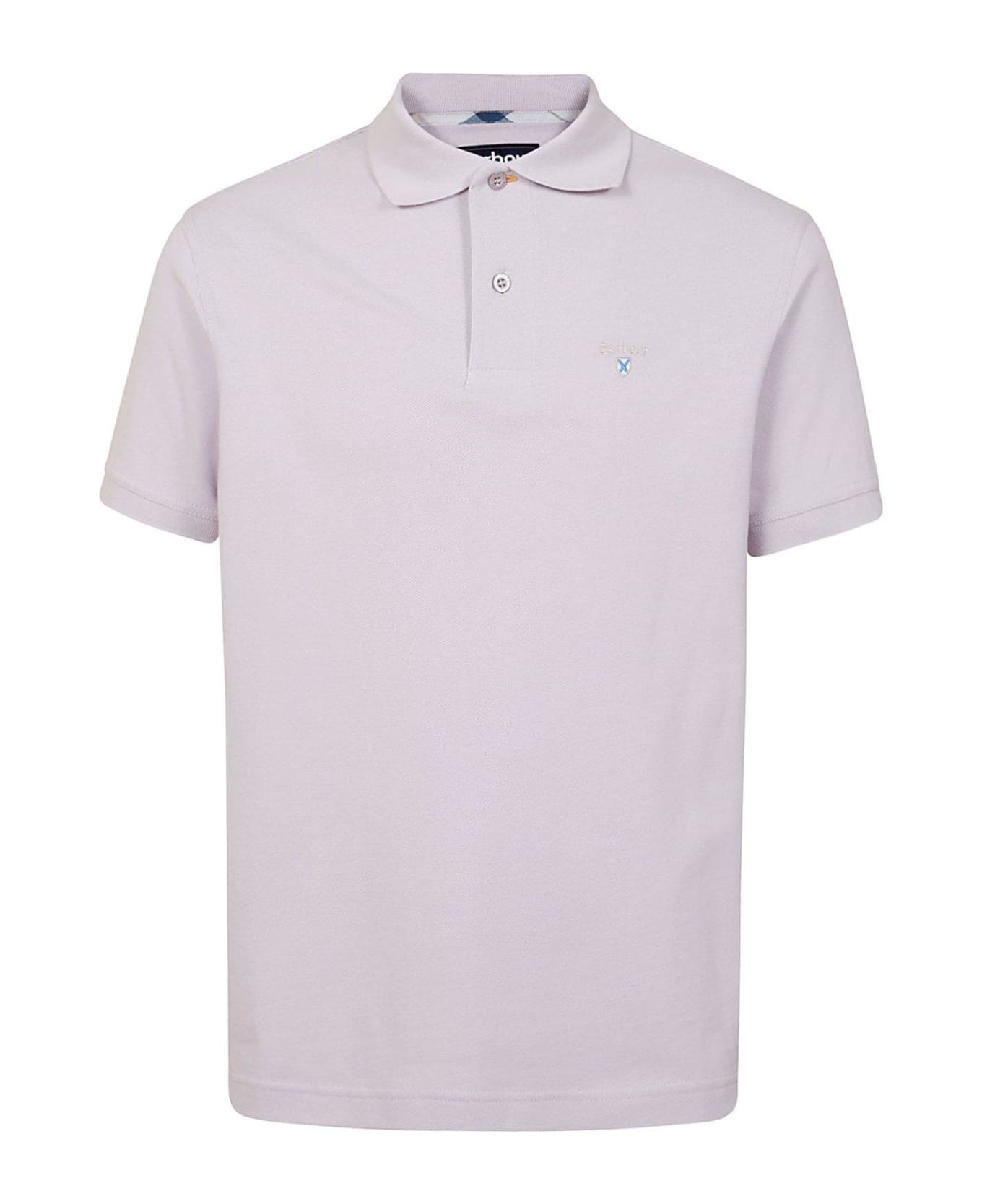 Barbour Logo Embroidered Short Sleeved Polo Shirt - Lilla