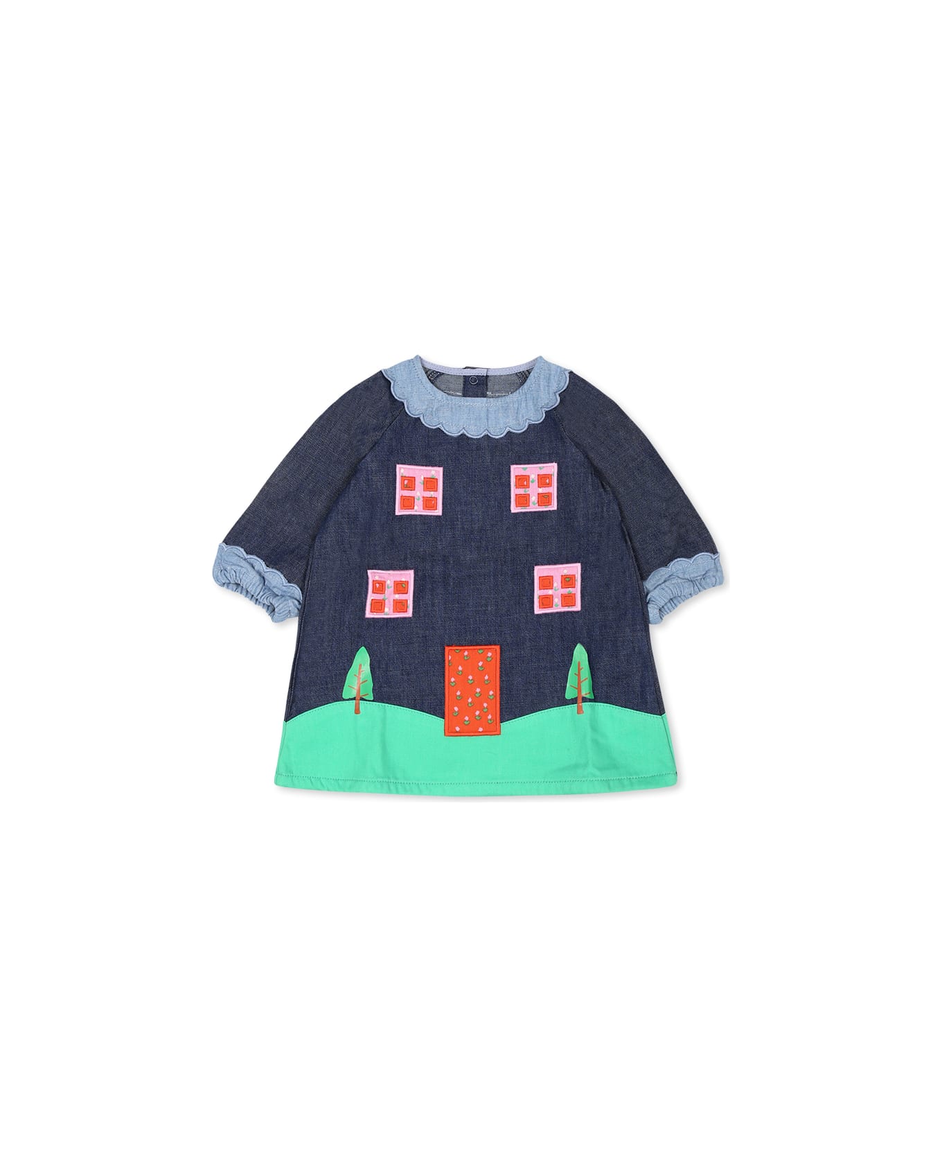Stella McCartney Kids Blue Dress For Baby Girl With Windows - Denim