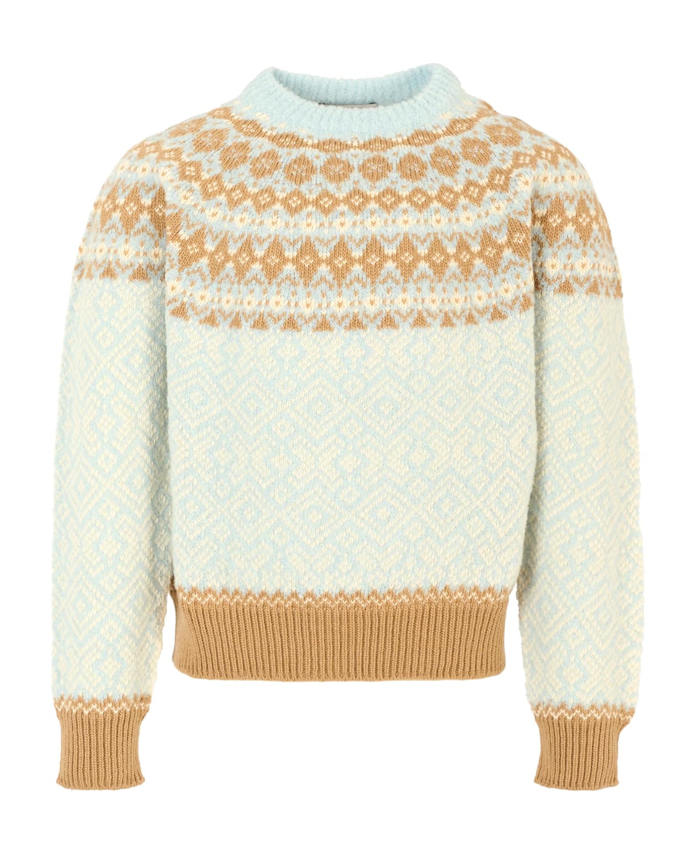 Moncler Light Blue Sweater For Girl With Logo - Multicolor