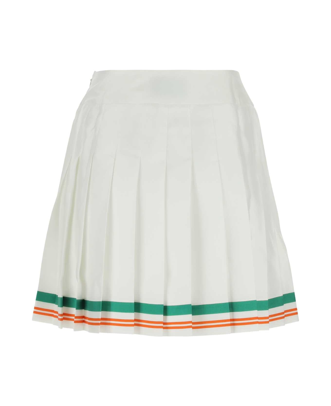 Casablanca White Satin Par Avion Mini Skirt - Multicolor