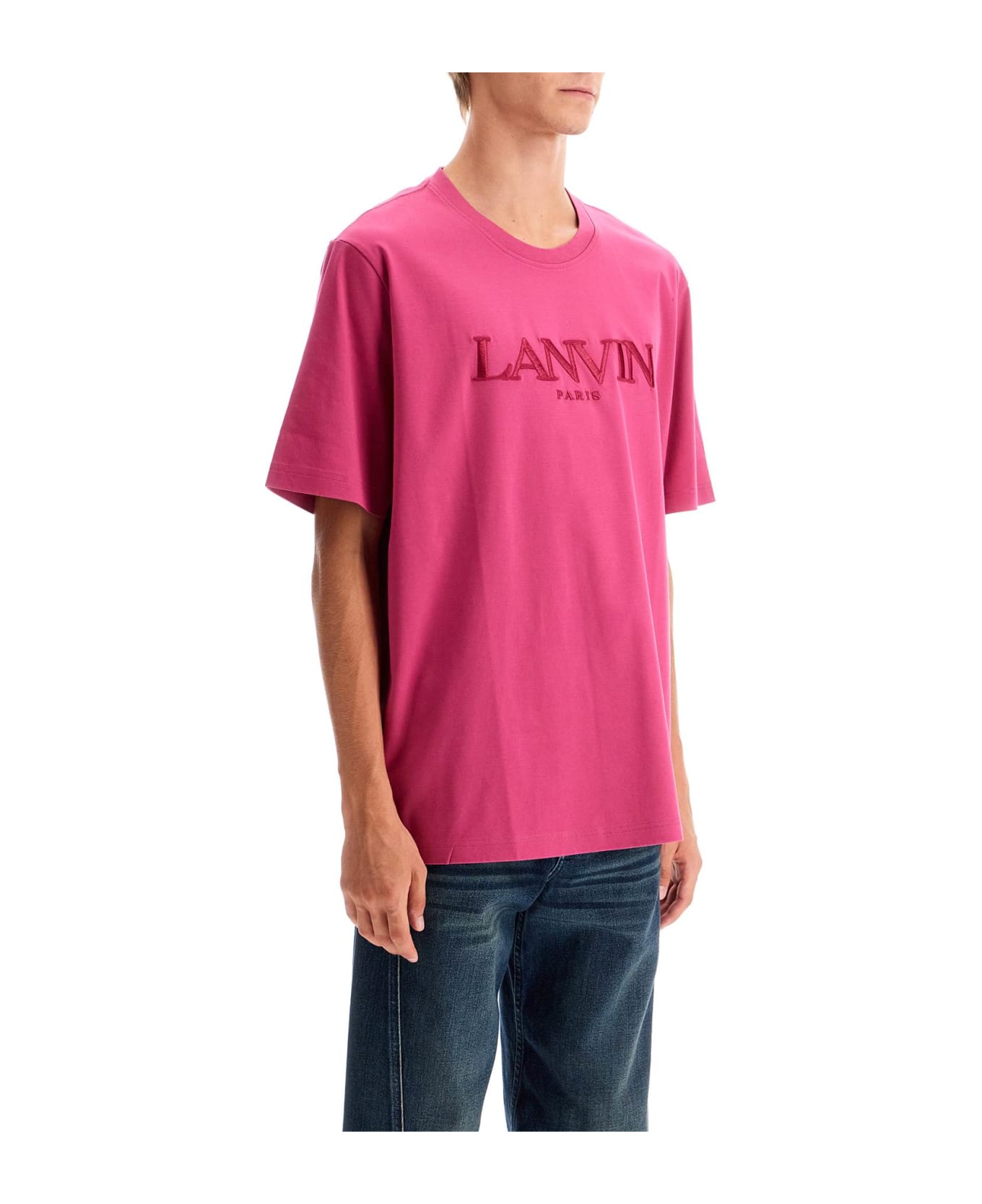 Lanvin T-shirt With Embroidered Logo Design - FUCHSIA (Pink)