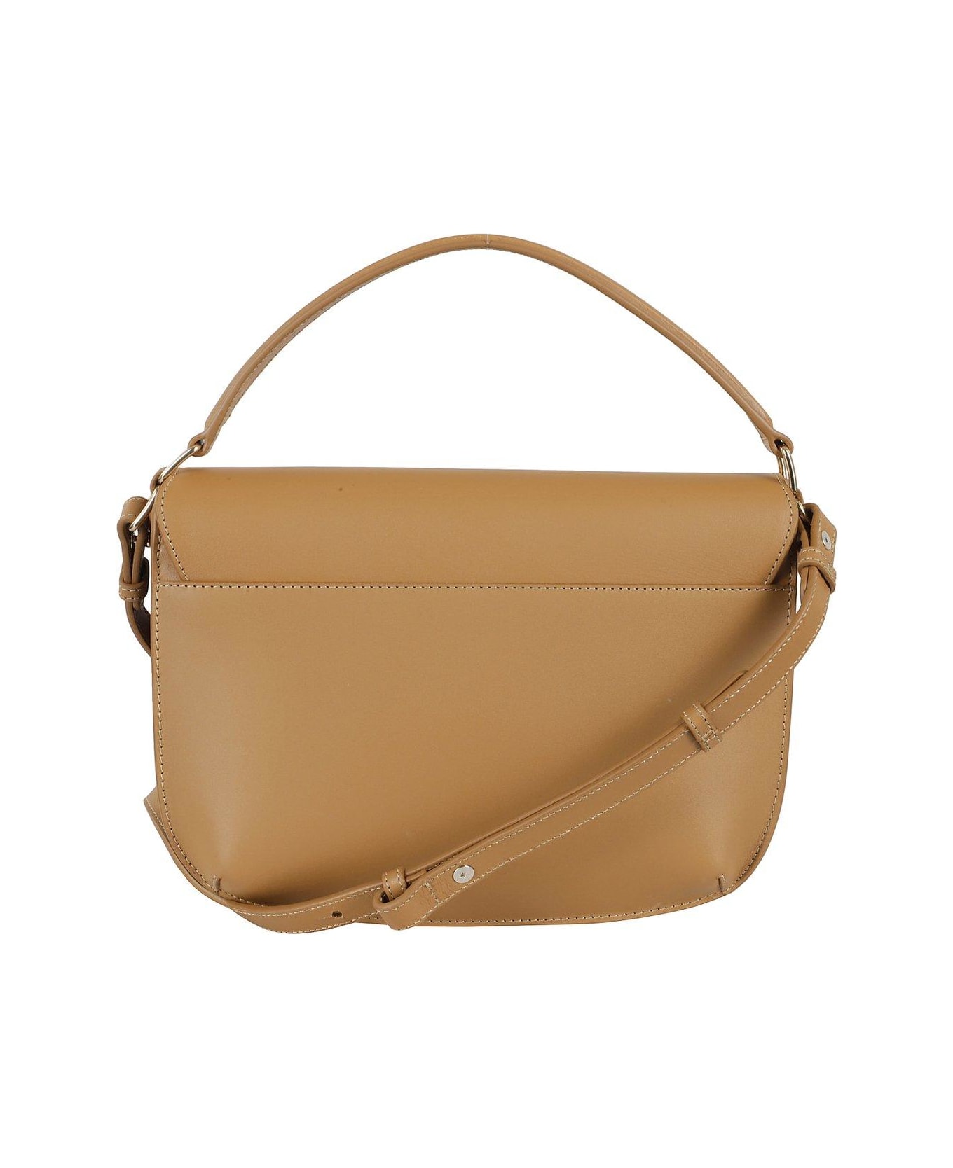A.P.C. Logo Printed Foldover Top Shoulder Bag - Brown
