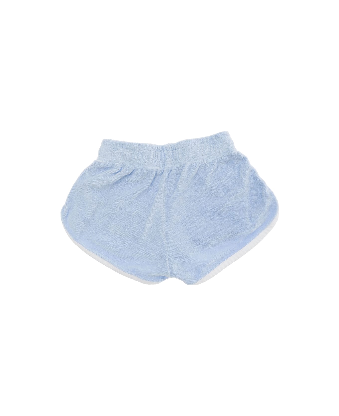 MC2 Saint Barth Light Blue Shorts With Logo Lettering Embroidery In Cotton Blend Boy - Light blue
