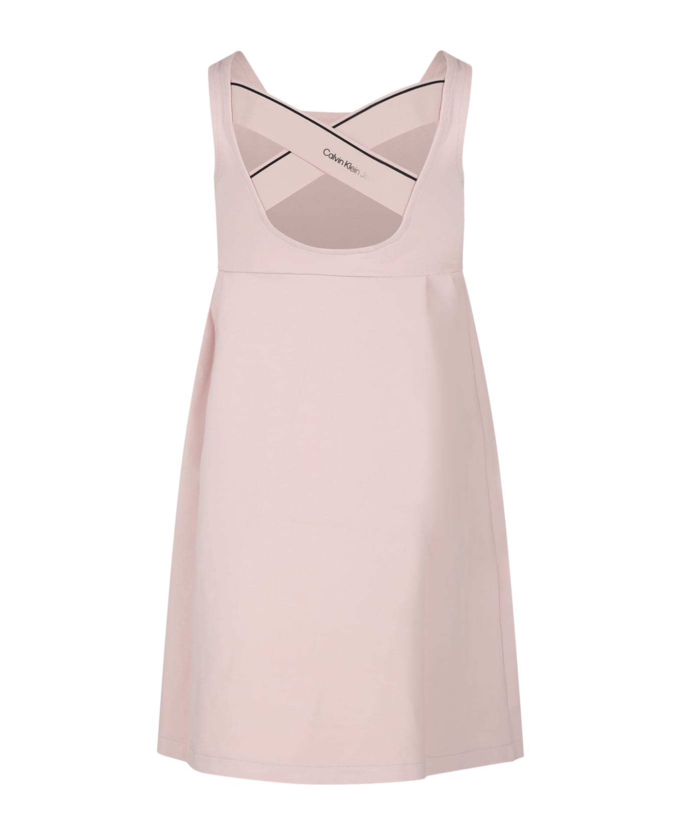 Calvin Klein Pink Dress For Girl With Logo - Pink
