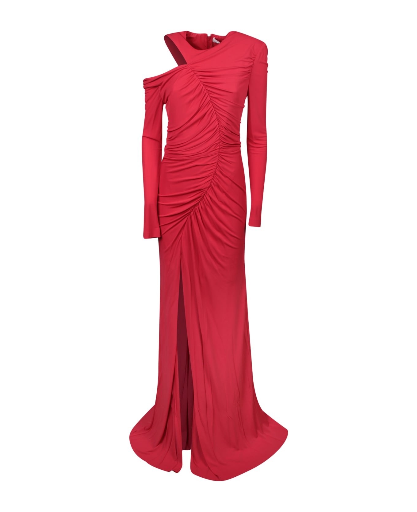Alexander McQueen Ruched Red Dress - Red ワンピース＆ドレス