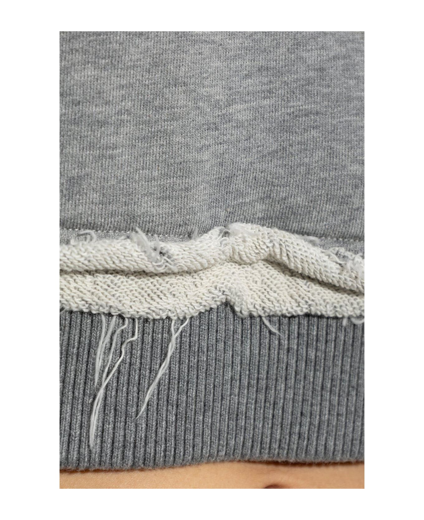 Alexander McQueen Drawstring Distressed Cropped Hoodie - Grey