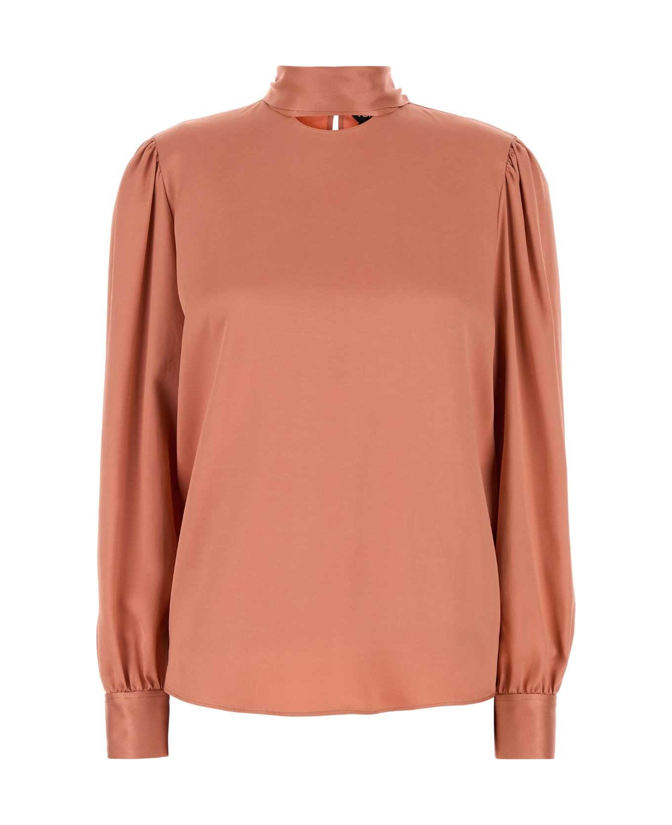 Tom Ford Salmon Satin Blouse - SHIMMERYTERRACOTTA