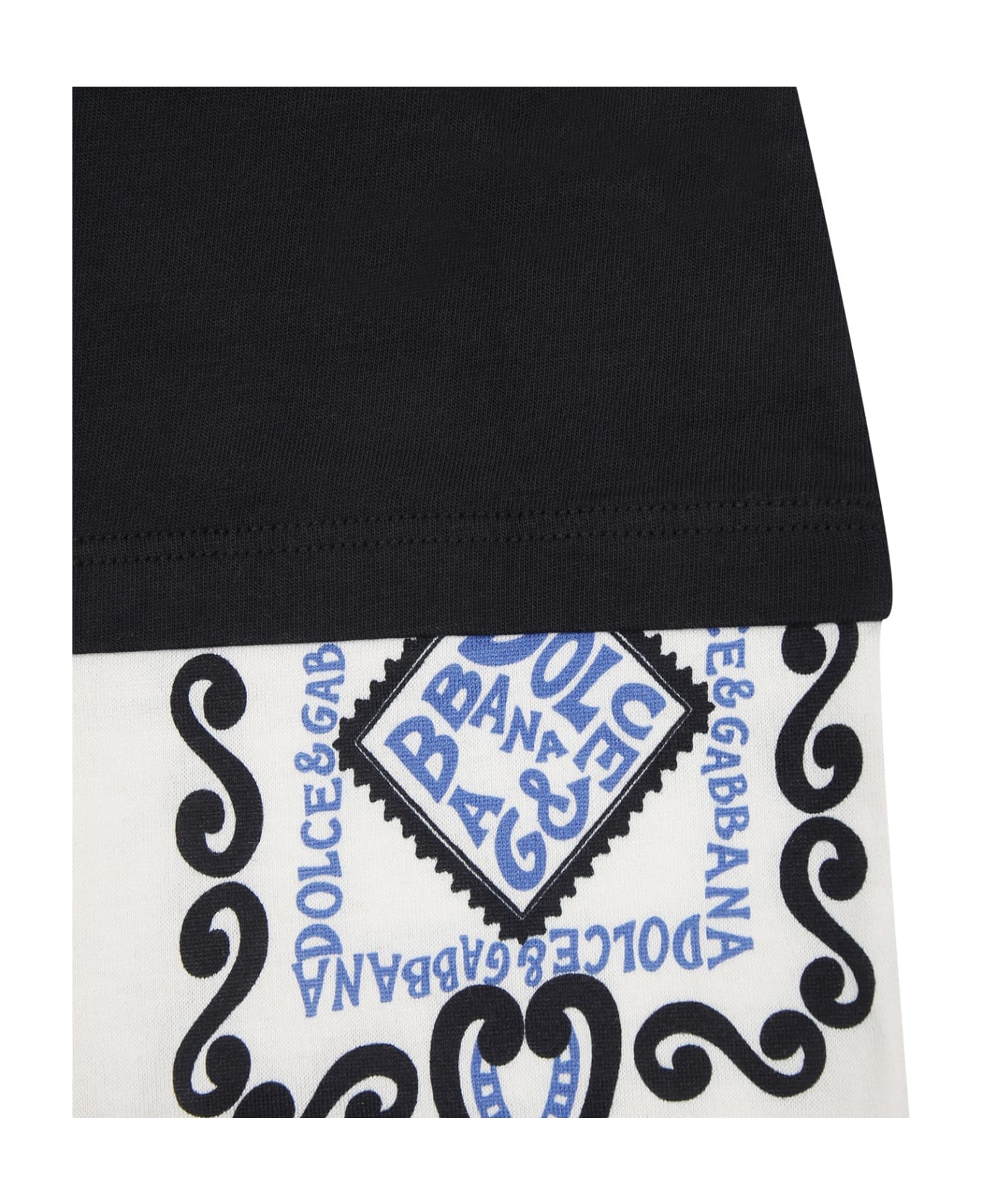 Dolce & Gabbana Blue Set For Baby Boy With Bandana Print - Black