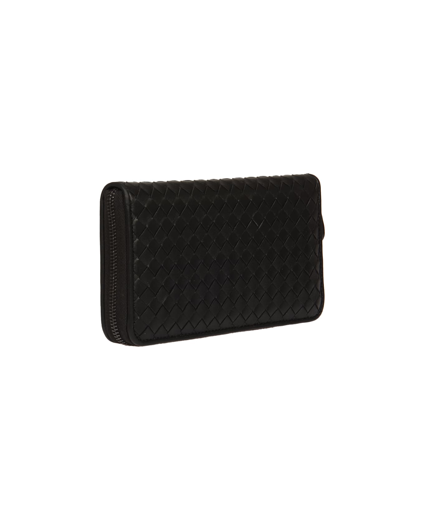 Bottega Veneta Weave Effect Zip-around Wallet - Black