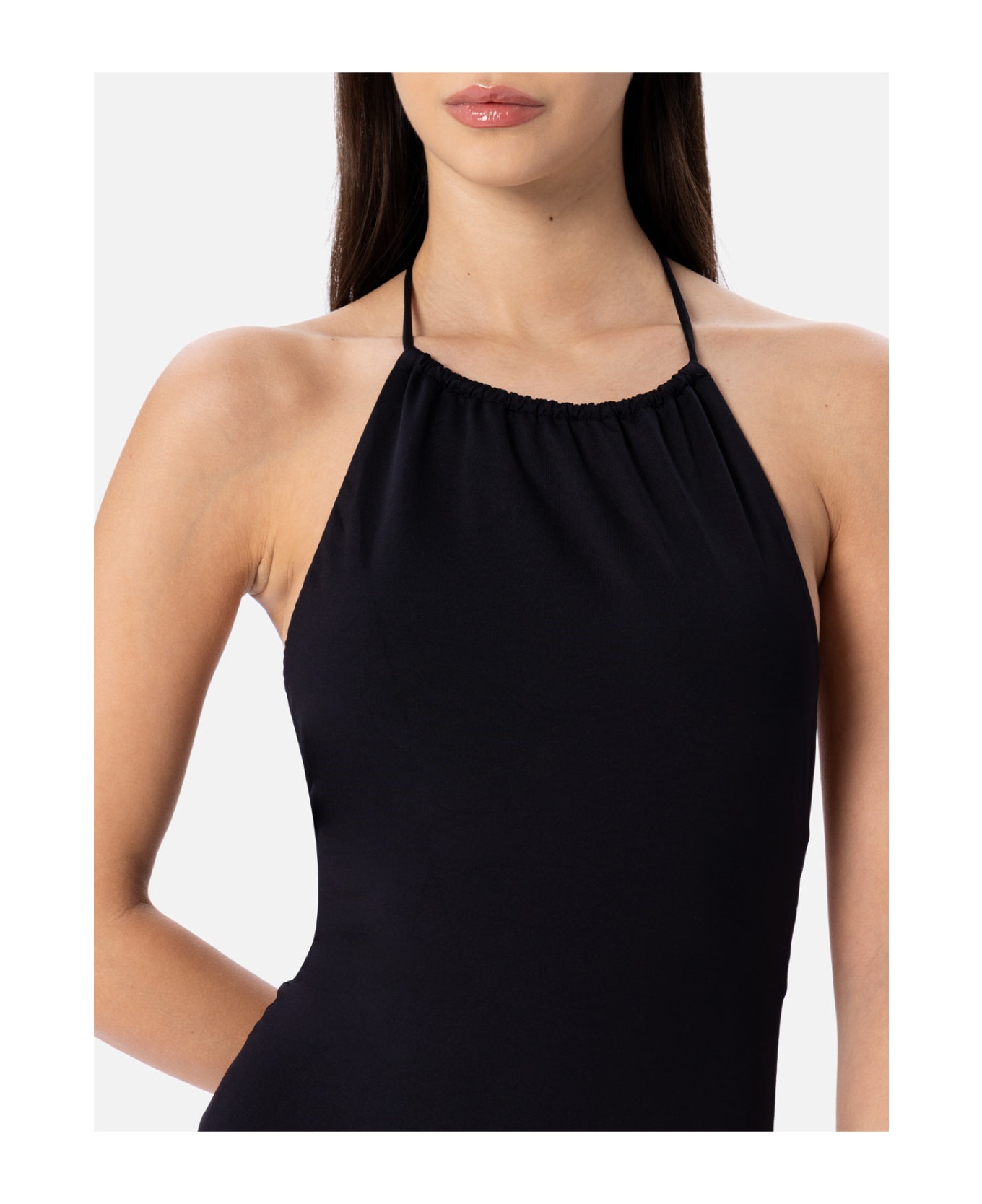 MC2 Saint Barth Woman Black Halter Neck One Piece Swimsuit - BLACK